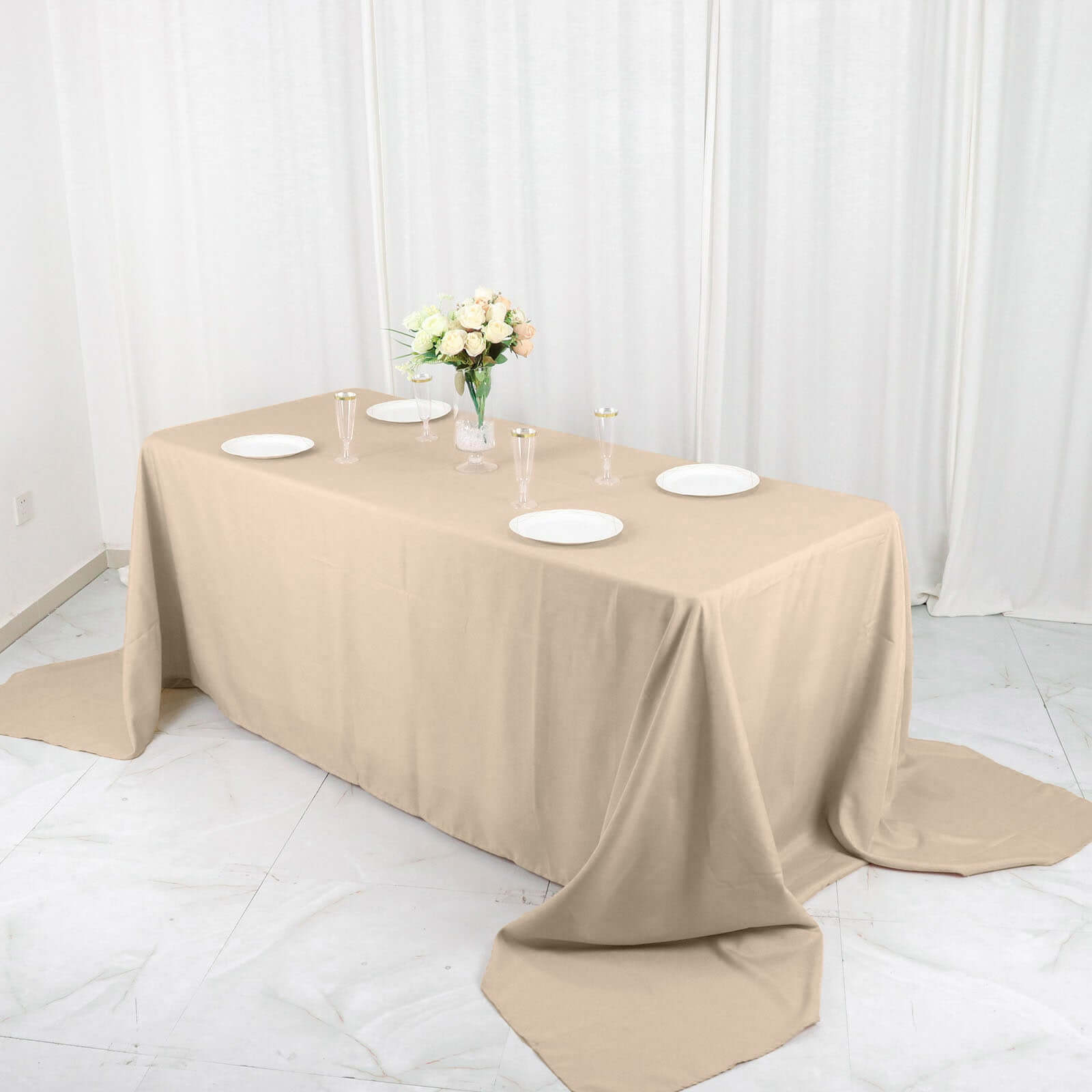 Wrinkle-Resistant Seamless Nude Polyester Rectangle Tablecloth 90x156