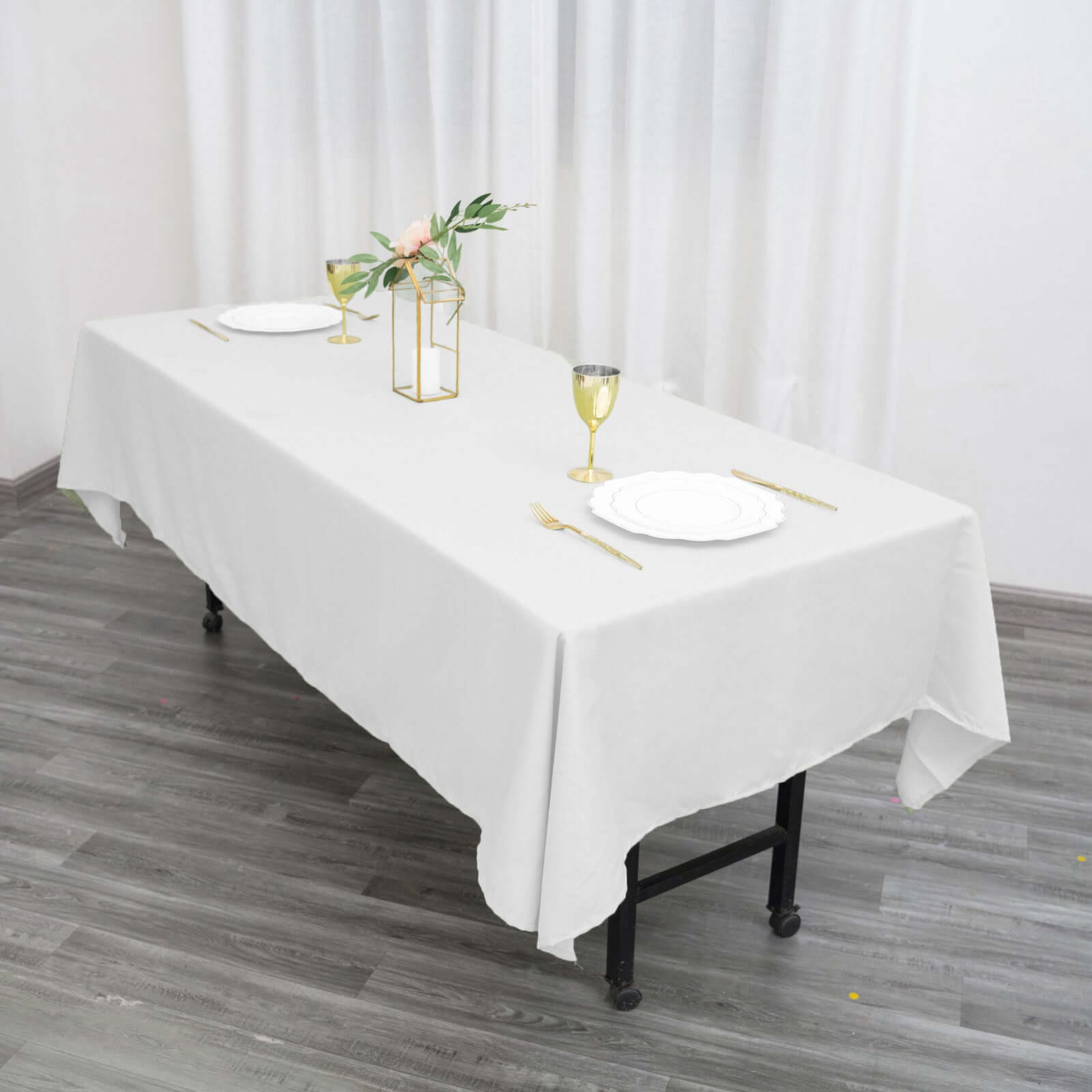 Durable and Stylish White Polyester 60x102 Rectangle Tablecloth for Special Occasions
