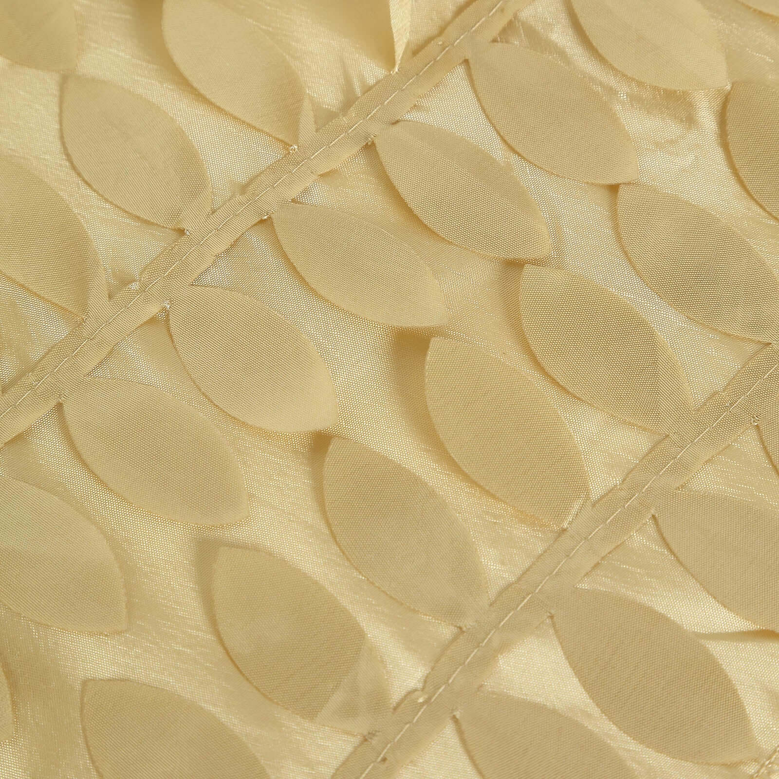 Champagne Taffeta Rectangle Tablecloth with 3D Leaf Petal Design - Great for Events