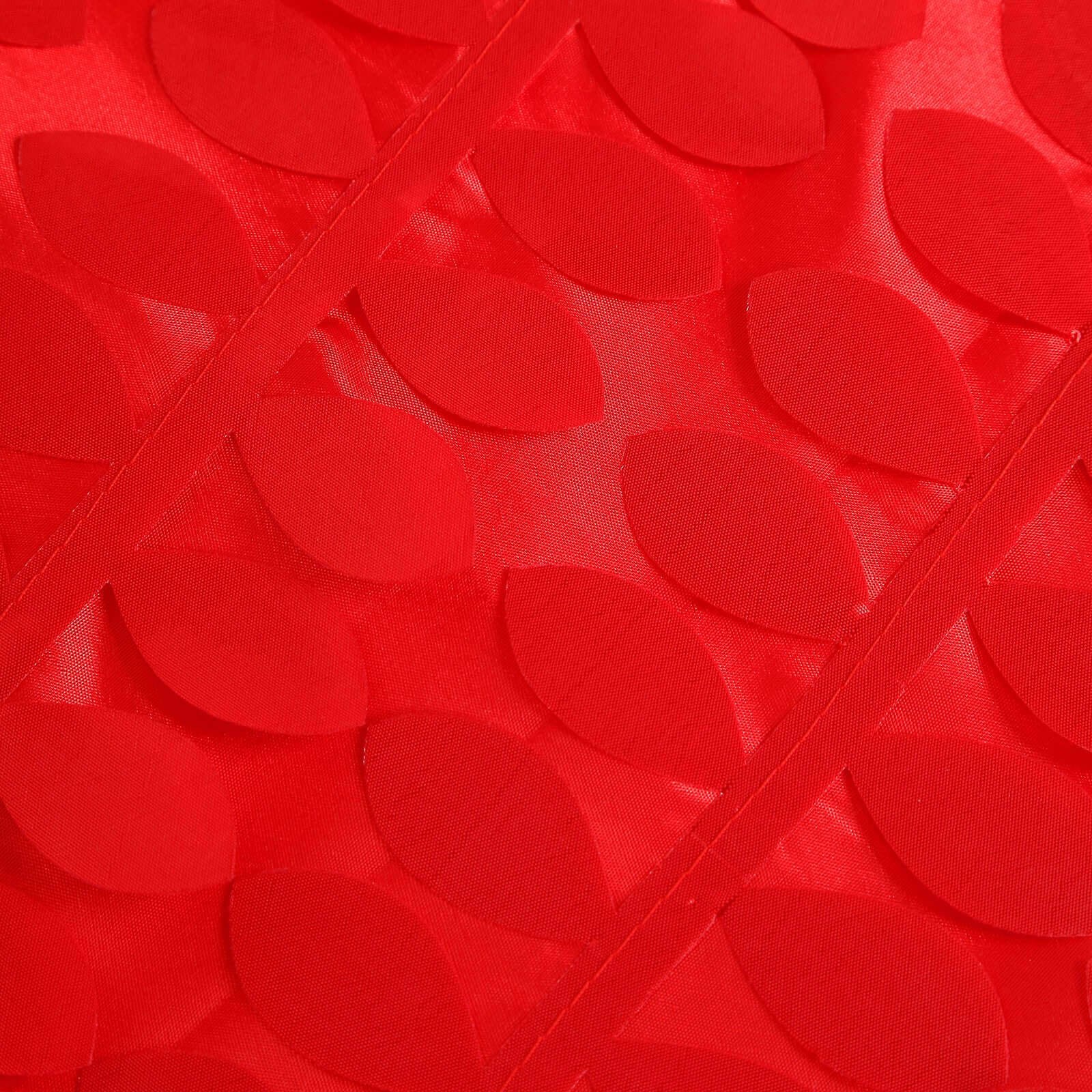 Hot Deal! Red Taffeta Rectangle Tablecloth with 3D Leaf Petal Design