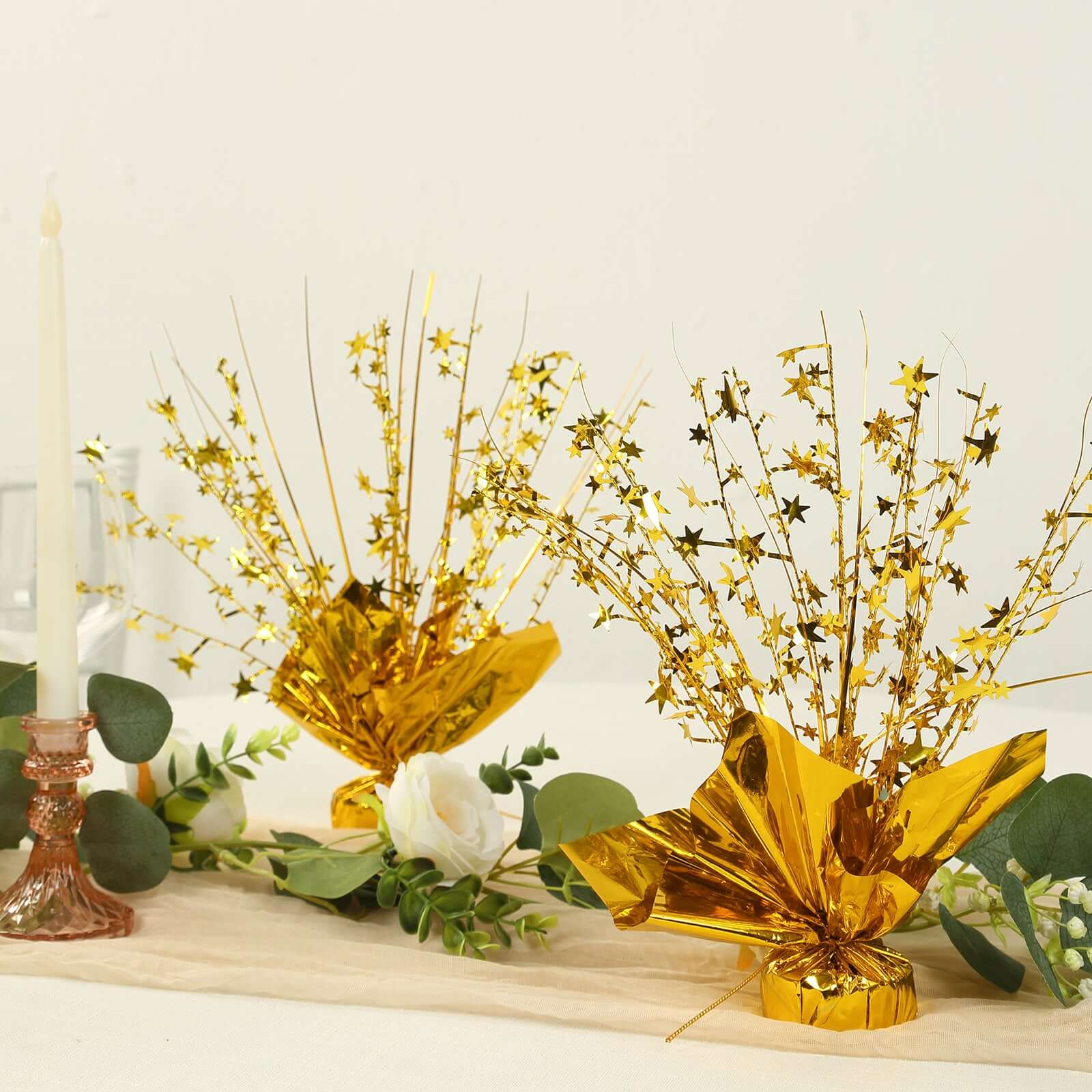 6-Pack Metallic Gold Star Foil Spray Centerpieces: Free-Standing Party Decor with Eye-Catching Design