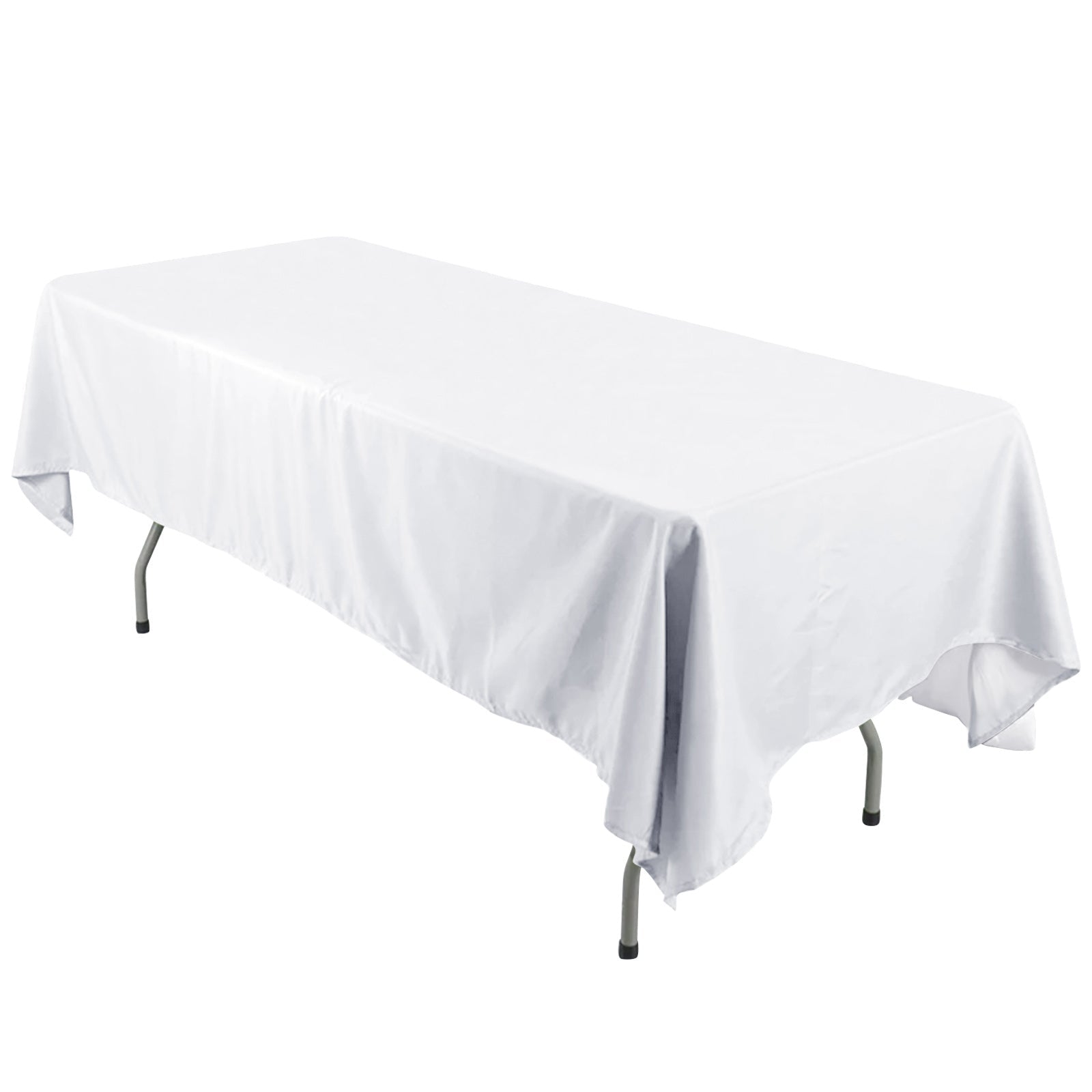 Wrinkle-Resistant White Polyester 60x126 Rectangle Tablecloth for Weddings & Parties