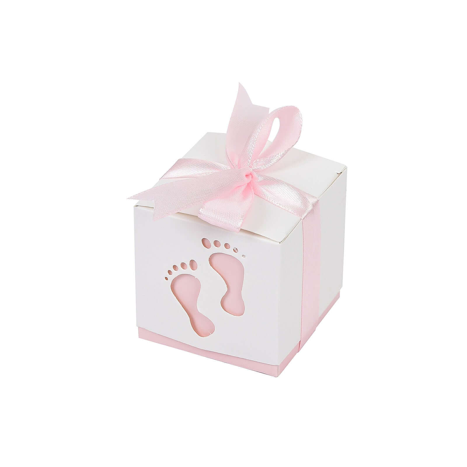 25-Piece Set of Pink Footprint Baby Shower Party Favor Candy Gift Boxes