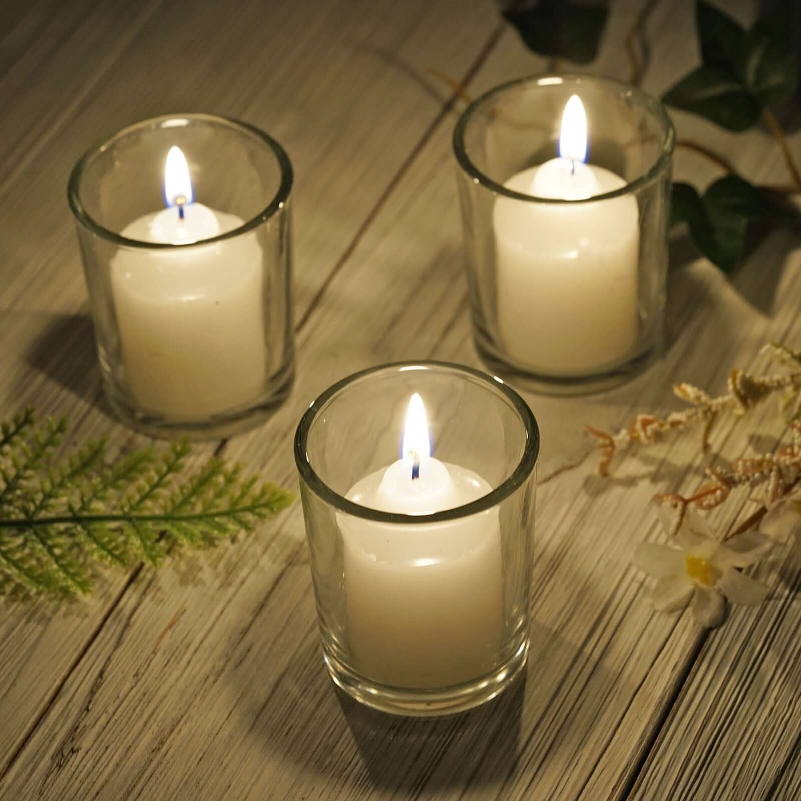12-Pack Clear Glass Votive Candle Holders for Weddings & Events