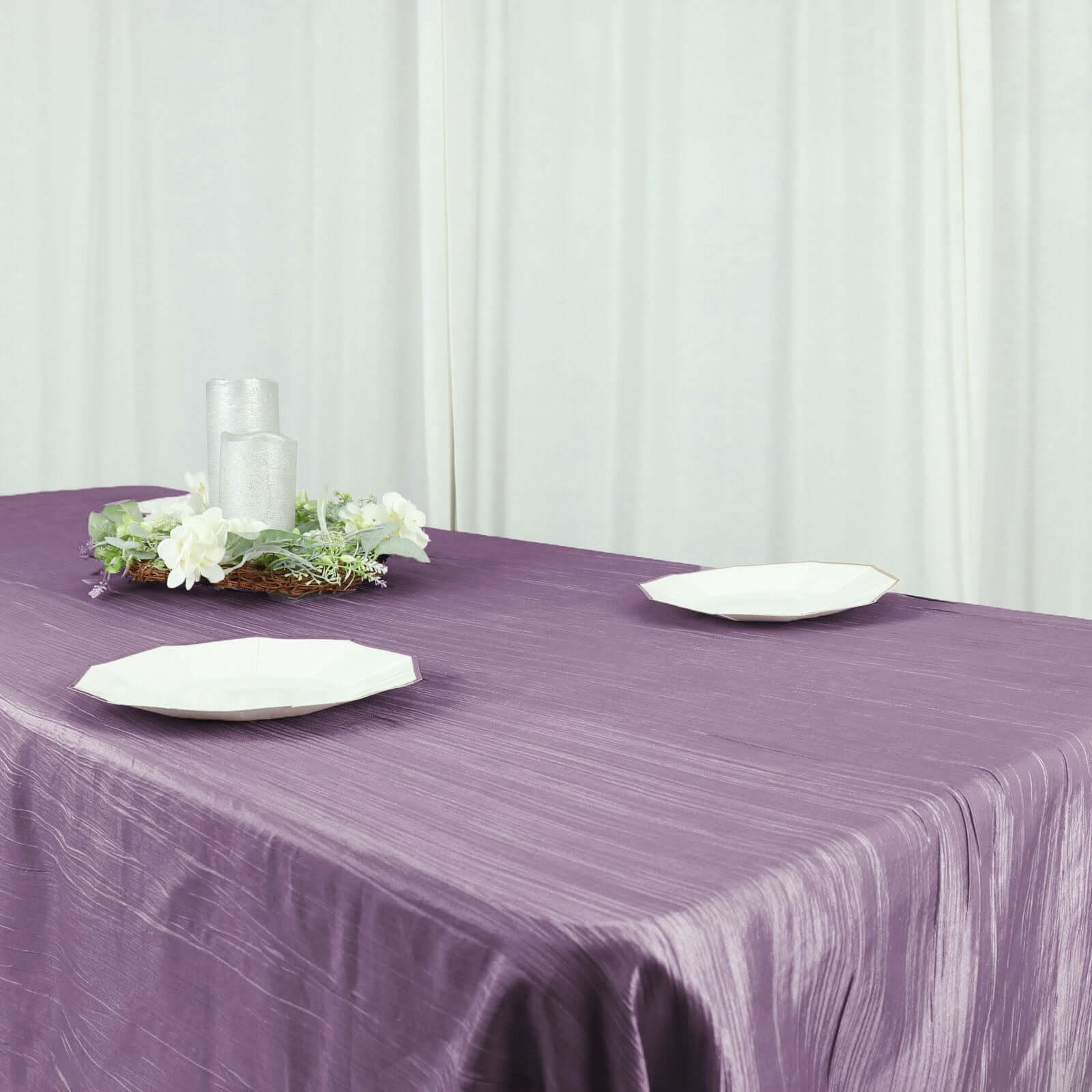 Violet Amethyst Accordion Crinkle Taffeta 60x102 Rectangle Tablecloth
