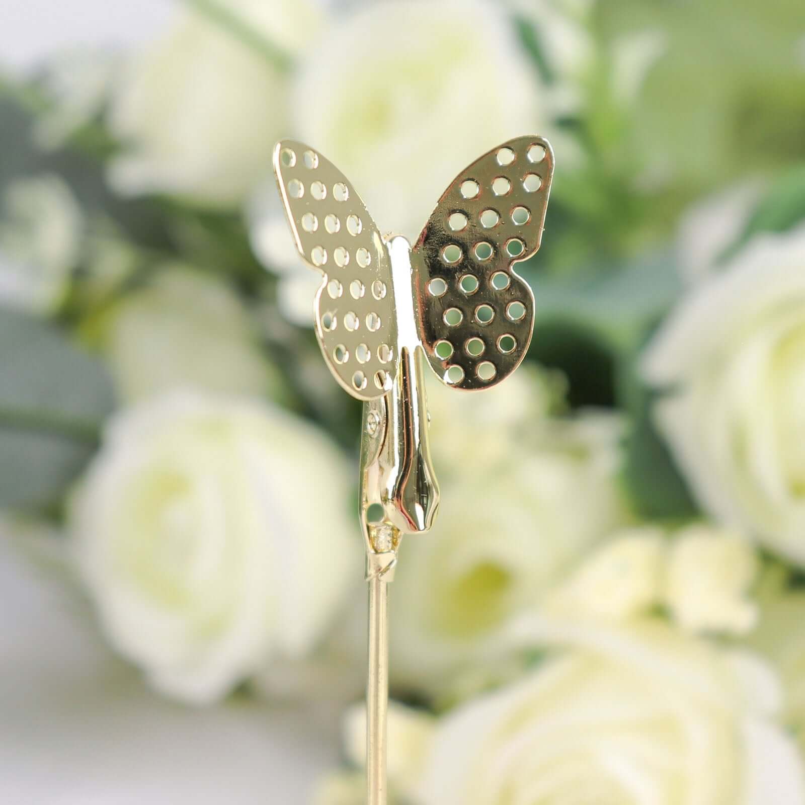 5-Pack Gold Metal Place Card Holders - Modern Table Stands with Butterfly Clips