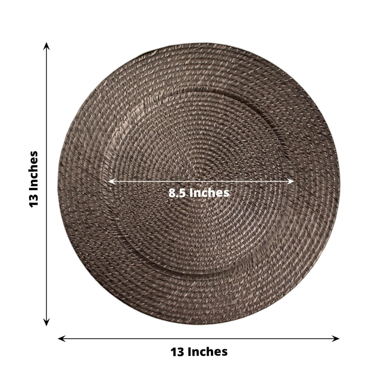 6-Piece Set of 13-Inch Natural Brown Acrylic Charger Plates with Rattan Look, Reusable for Events