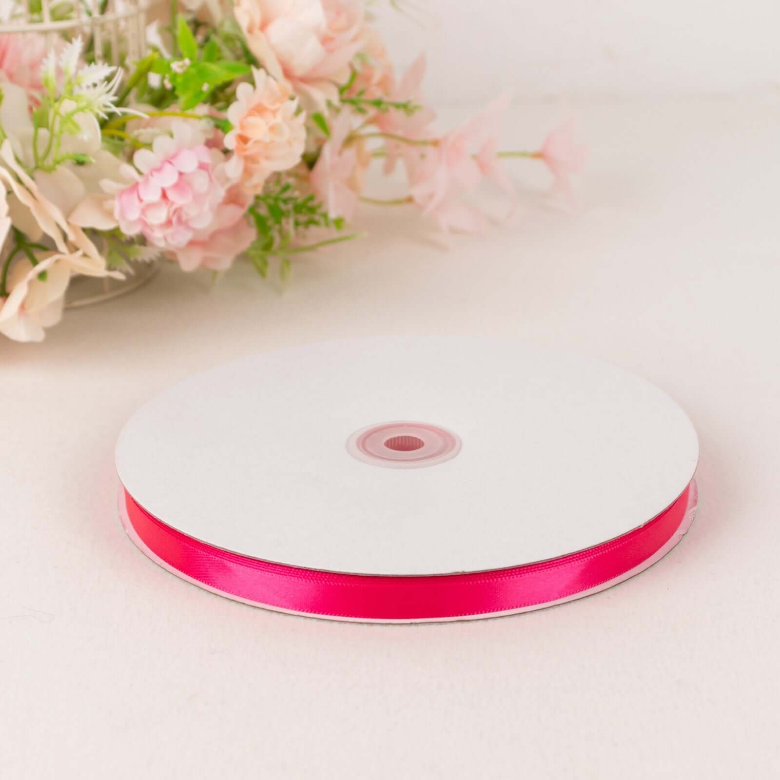 100-Yard 3/8-Inch Fuchsia Single-Sided Decorative Satin Ribbon Roll