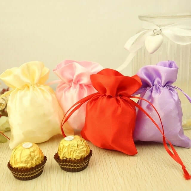 Special Offer! 12-Piece Set of 5x7 White Satin Drawstring Bags for Wedding and Party Favors