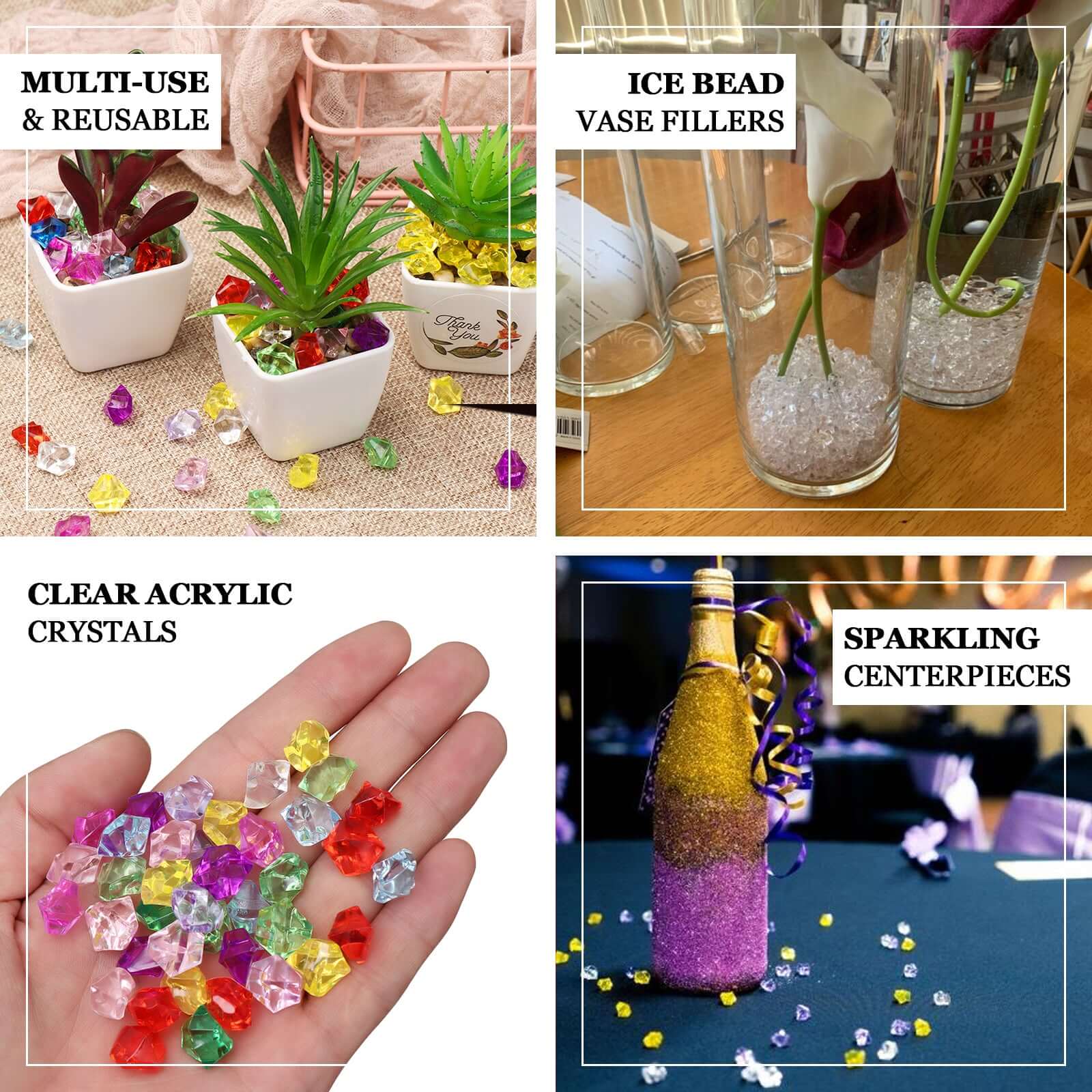 400 Pcs Mini Orange Acrylic Ice Bead Vase Fillers - Ideal for Wedding Centerpieces & DIY Table Styling