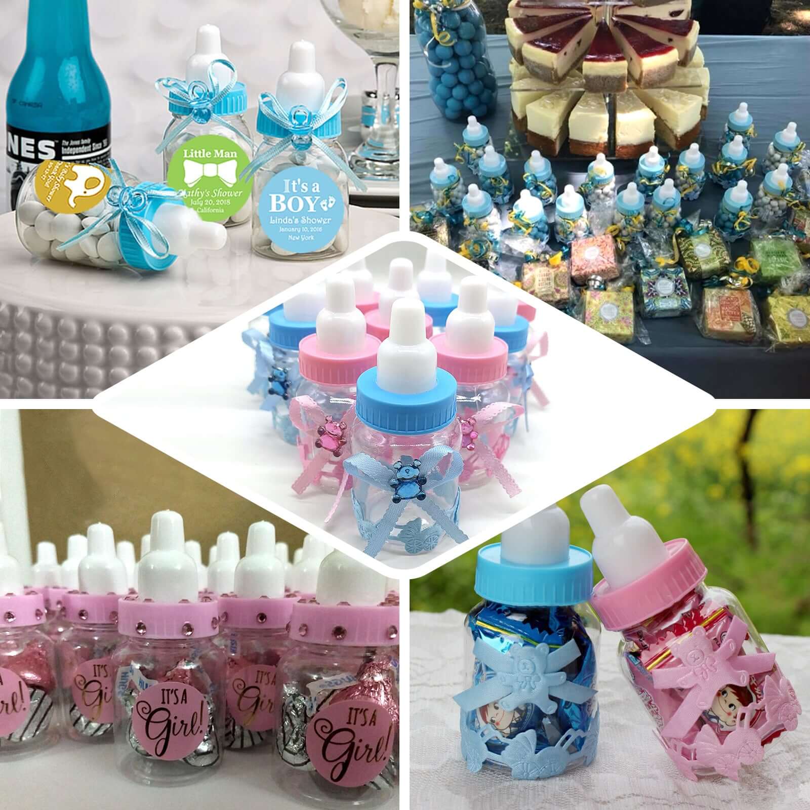 12-Pack Clear/Pink Fillable Mini Baby Bottle Candy Containers - Ideal Favors for Baby Showers