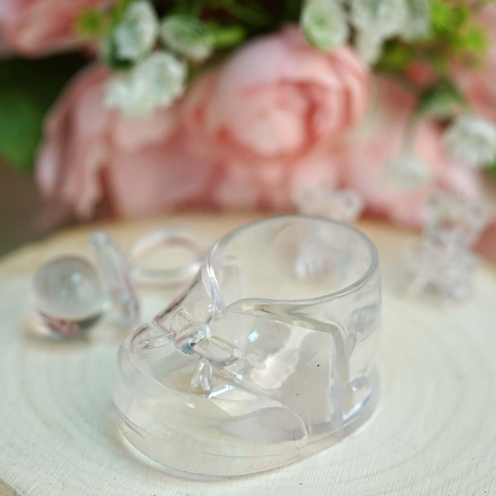 13-Piece Set of 2.5-Inch Clear Plastic Fillable Baby Booties Party Favor Boxes