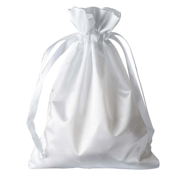 Special Offer! 12-Piece Set of 5x7 White Satin Drawstring Bags for Wedding and Party Favors