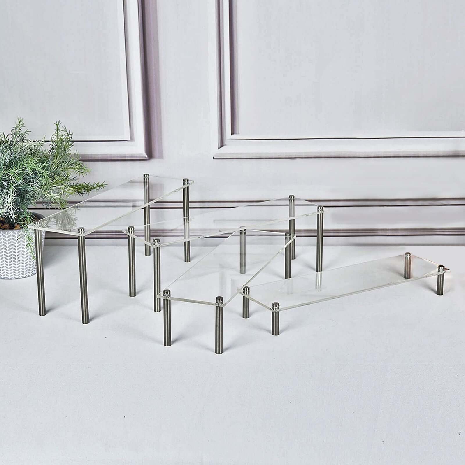 Hot Deal! Set of 4 Clear Premium Acrylic Dessert Display Stands for Cupcakes, Pastries & Appetizers