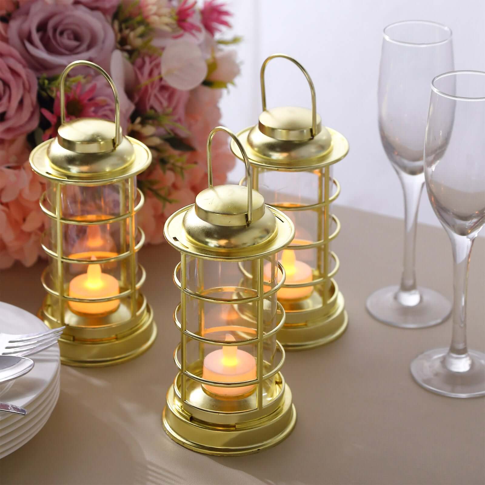 Hot Deal! 3-Pack Gold LED Tealight Battery-Operated Mini Lantern Lamps