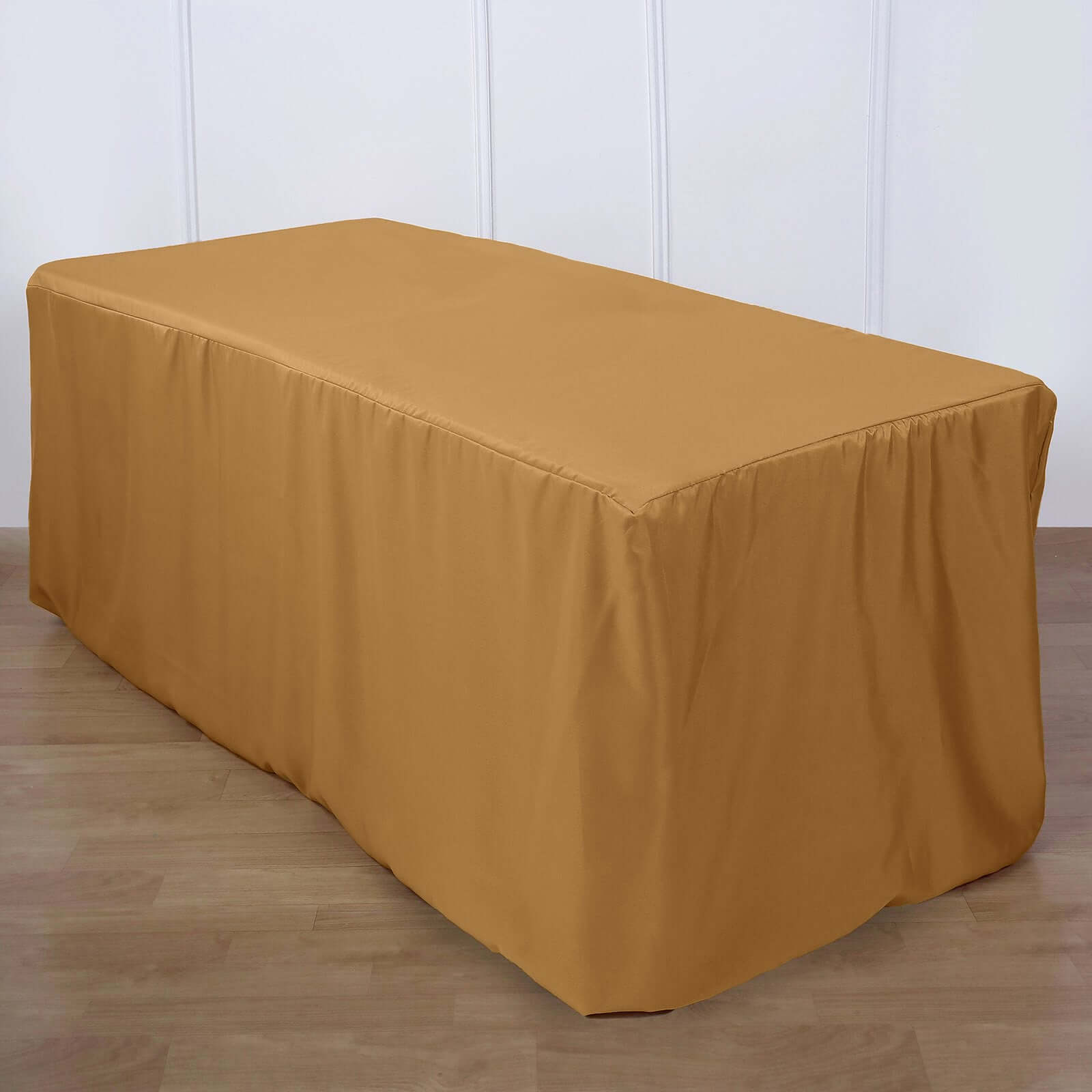 Gold Fitted Polyester 72x30 Rectangle Tablecloth - Durable for Events