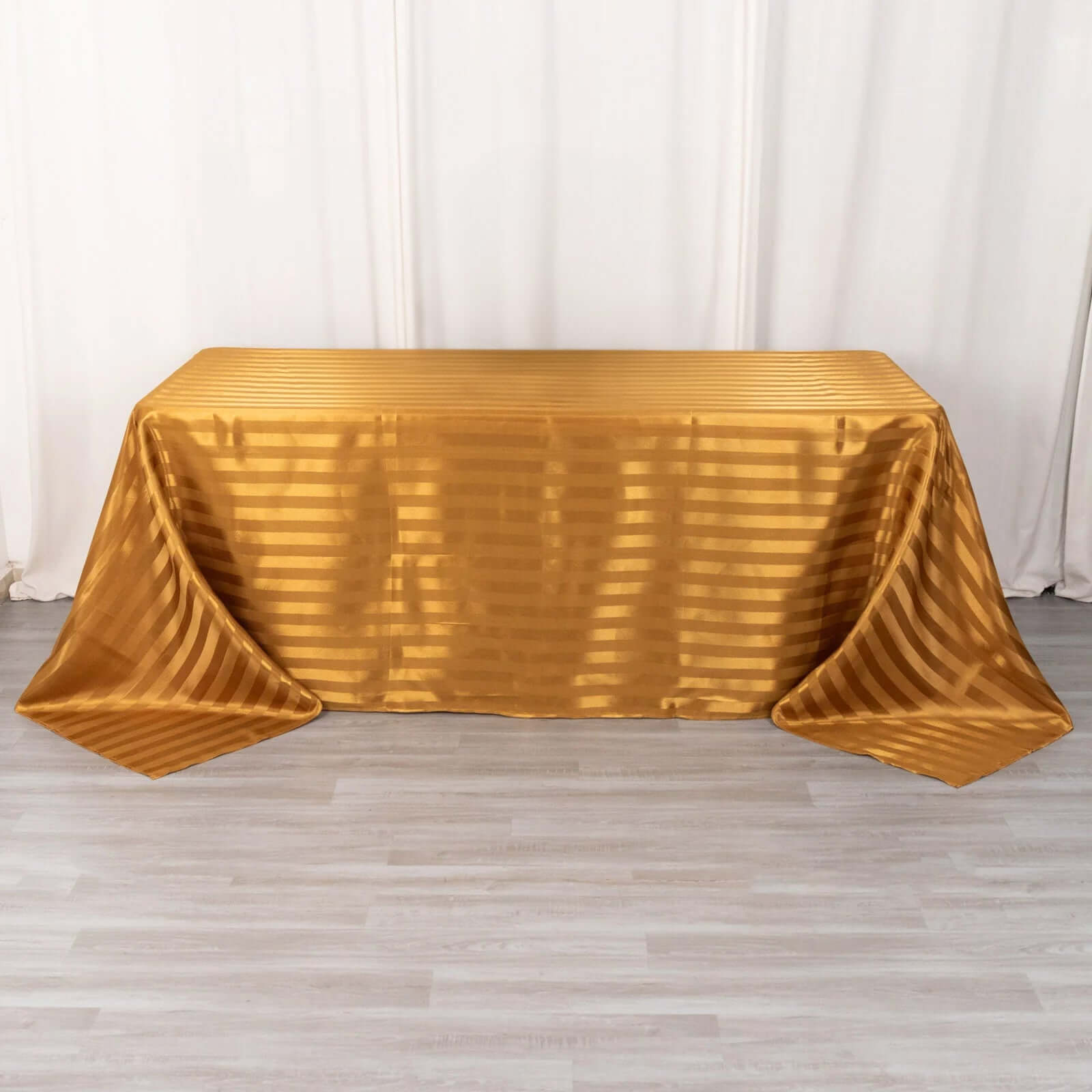Exclusive Gold Satin Striped 90x132 Rectangular Seamless Tablecloth