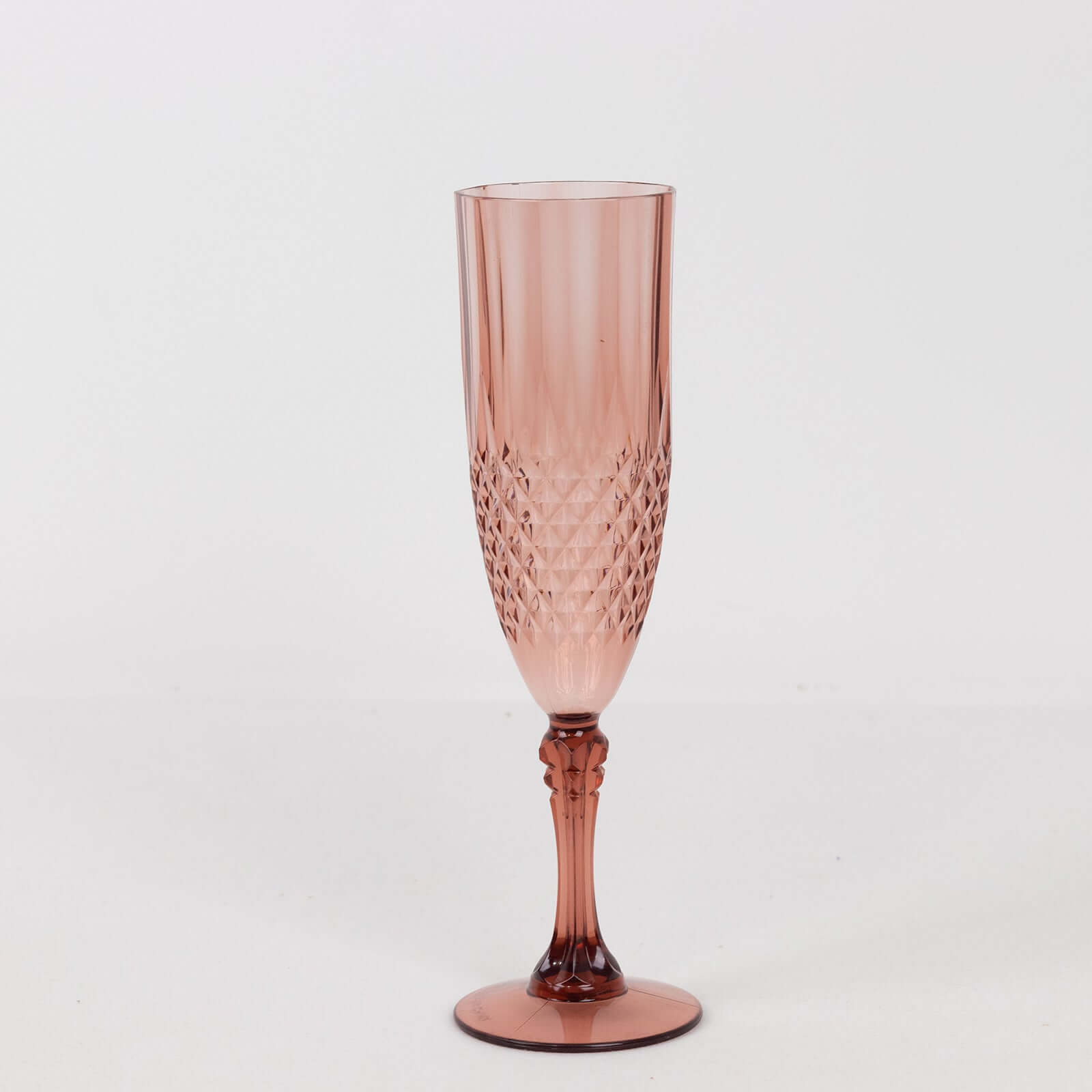 Hot Deal! 6-Pack Reusable 8oz Dusty Rose Plastic Champagne Toast Flutes with Crystal Cut Style