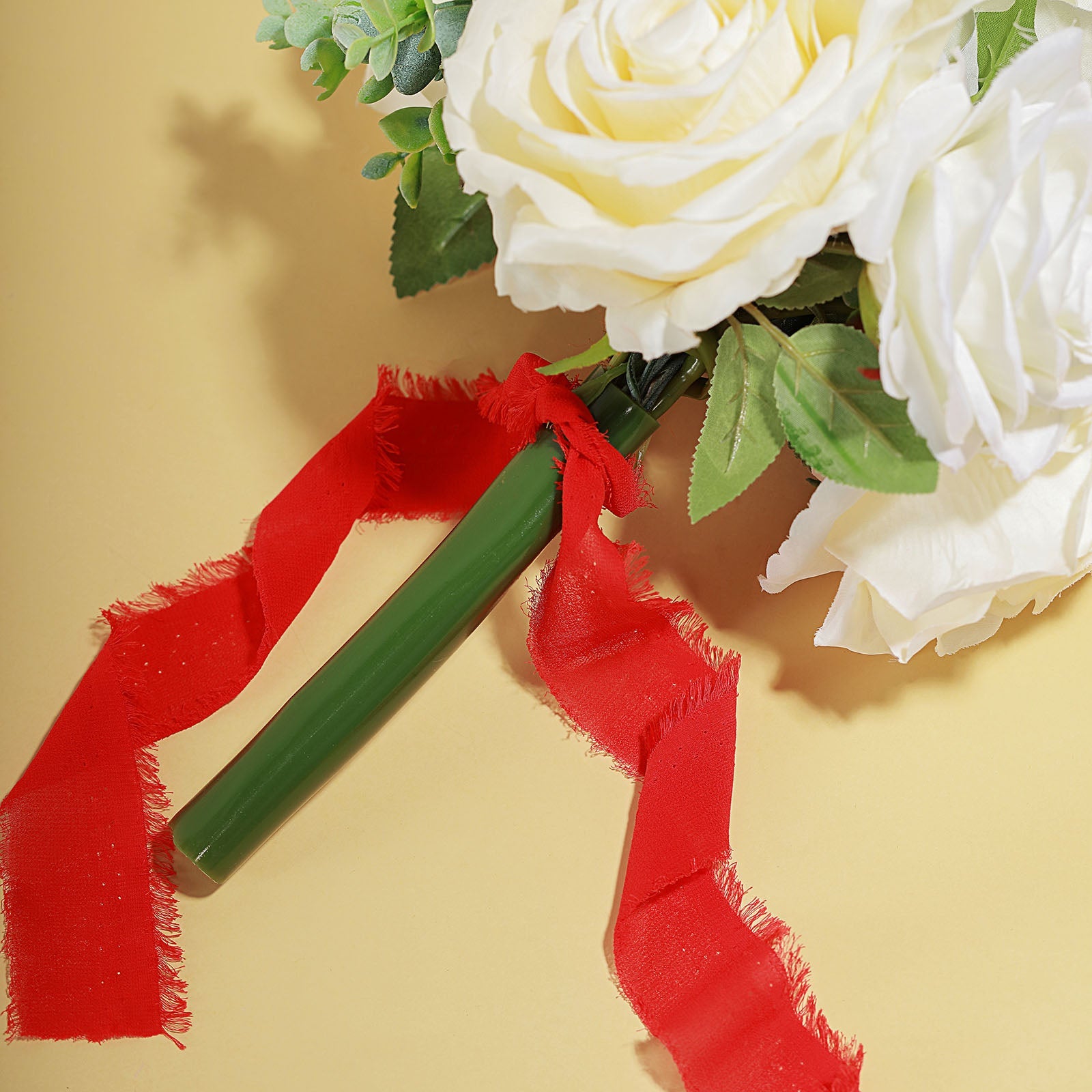2-Pack Special Offer: 6-Yard Red Silk-Like Chiffon Linen Ribbon Rolls for Gift Wrapping & Decor
