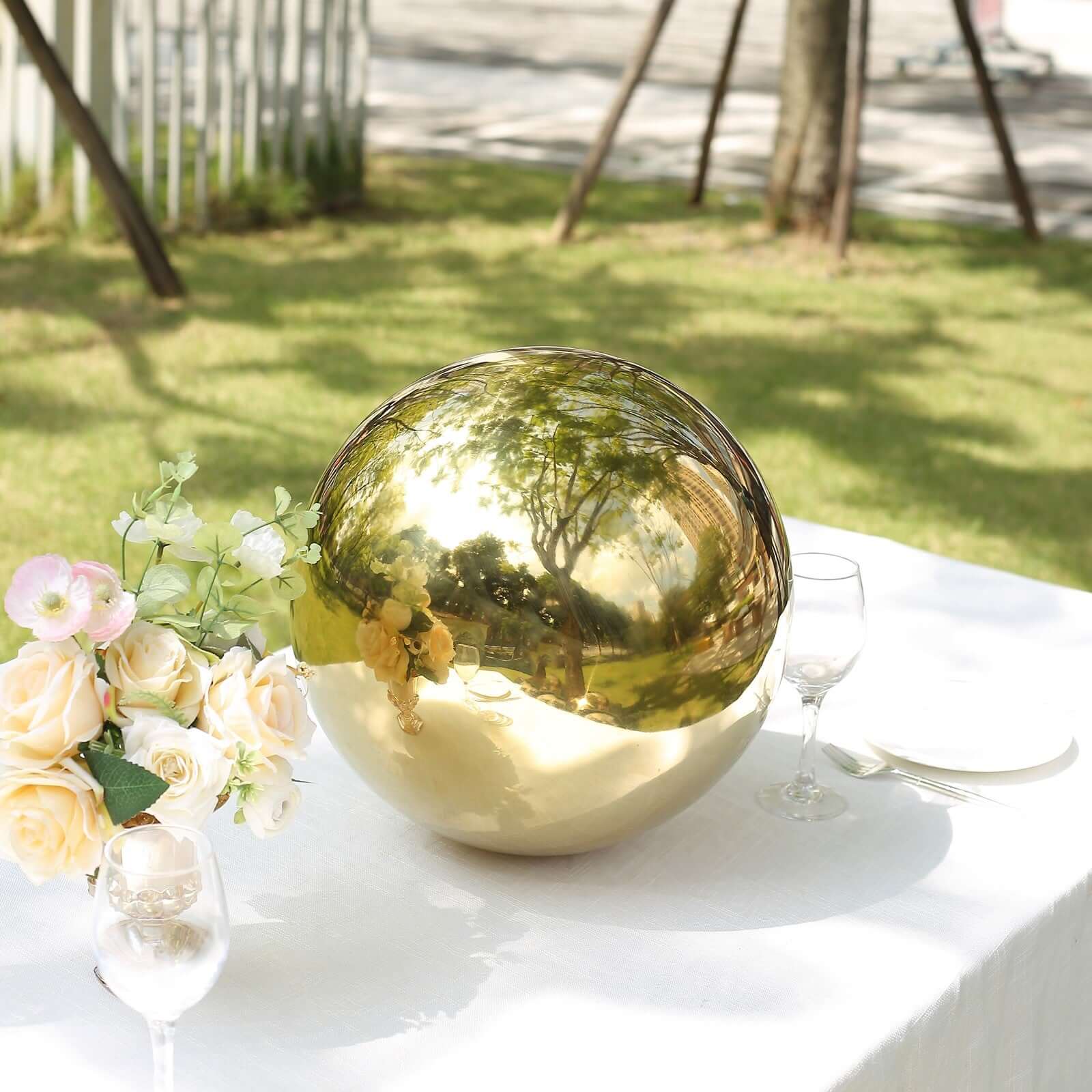 Hot! 16" Gold Reflective Stainless Steel Gazing Globe Mirror Ball for Decor