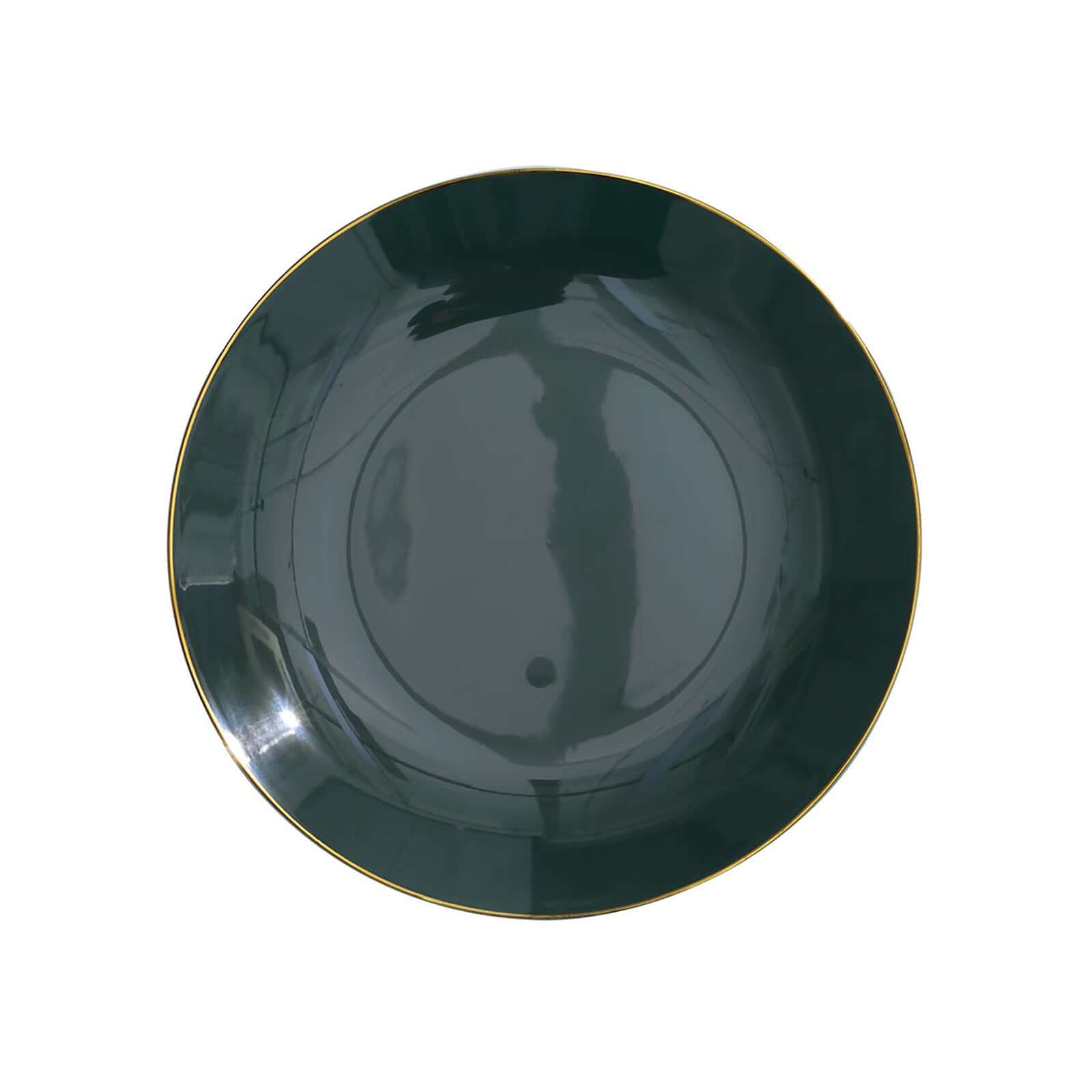 10-Piece Set of Disposable Plastic Round Dessert Plates in Hunter Emerald Green with Gold Rim - Ideal for Special Occasions