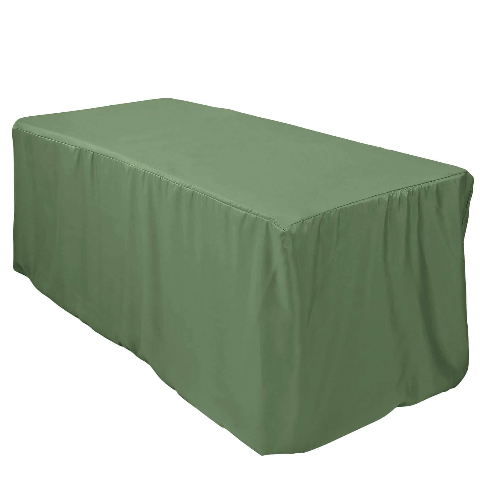 Durable Olive Green Fitted Polyester Tablecloth for 72x30 Rectangle Tables