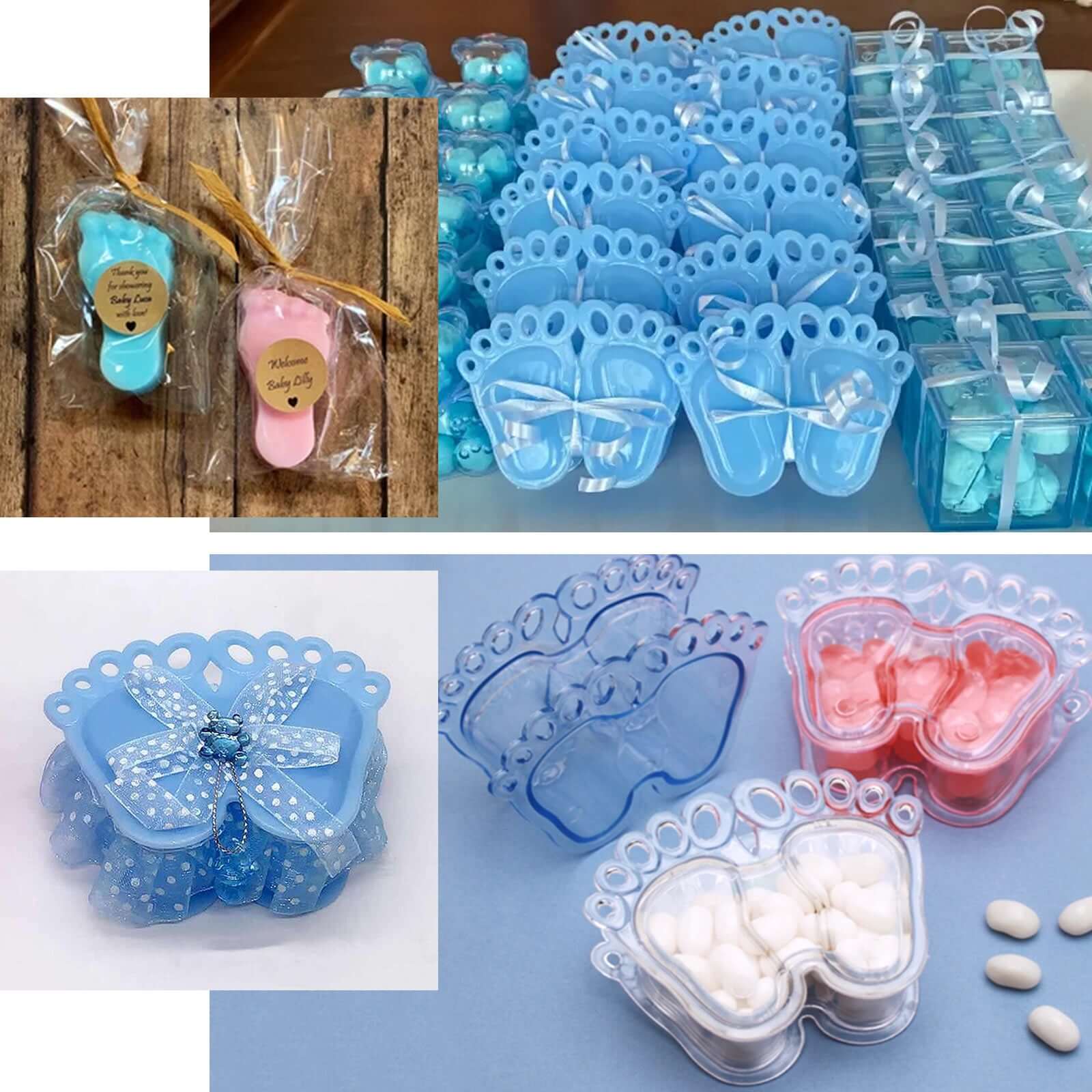 12-Pack Clear/Pink Fillable Baby Feet Style Mini Candy Containers - Ideal for Baby Shower Favors