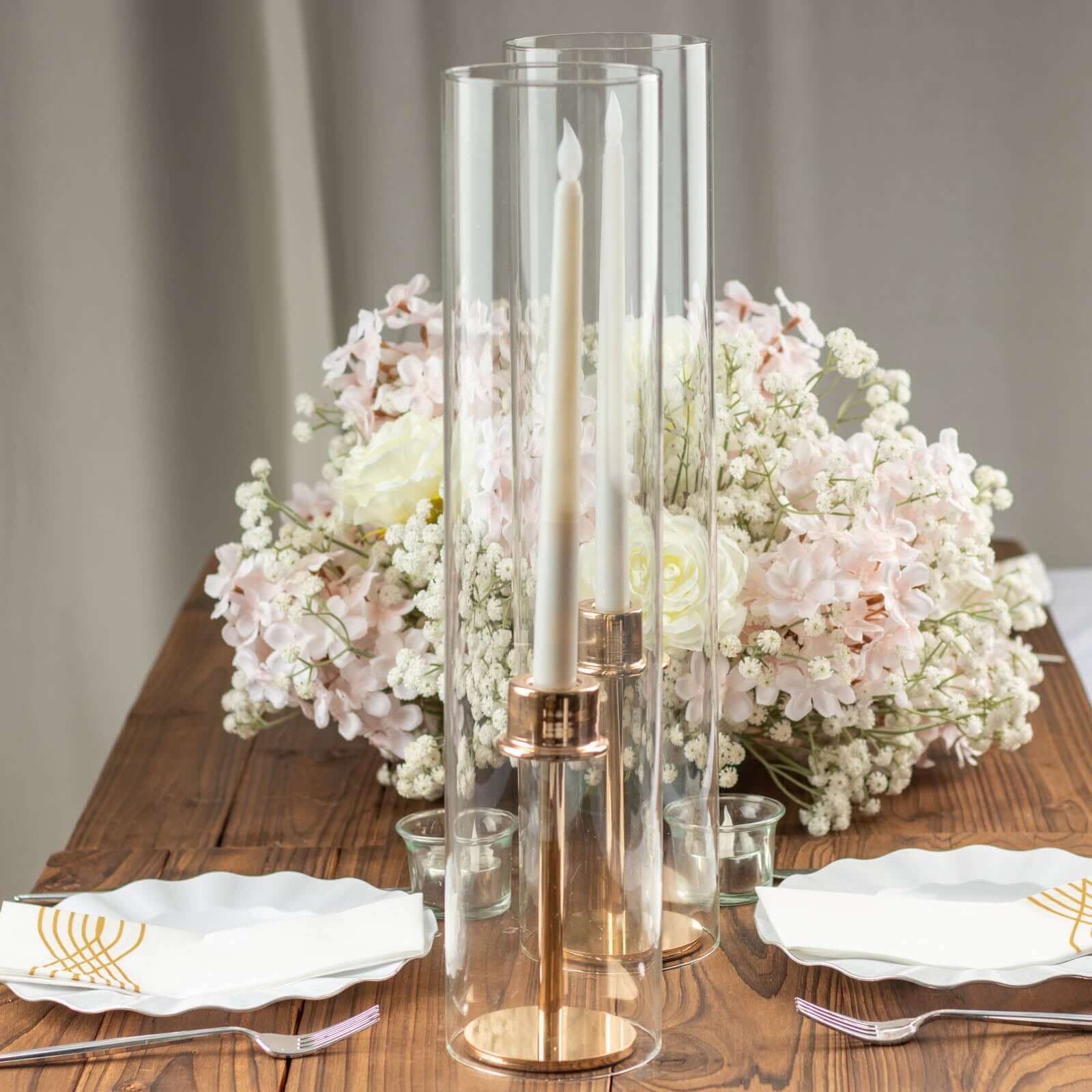 2-Pack 18-Inch Clear Glass Open-End Candelabra Shades for Stylish Table Decor