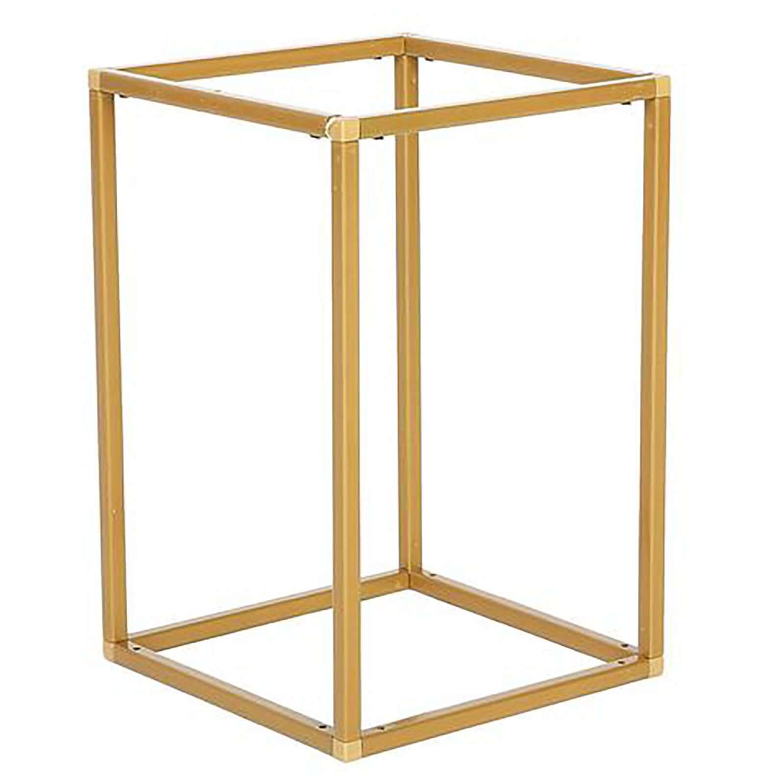 2-Pack Gold Metal Rectangular Geometric Column Frame Wedding Flower Stand - Ideal for Elegant Arrangements