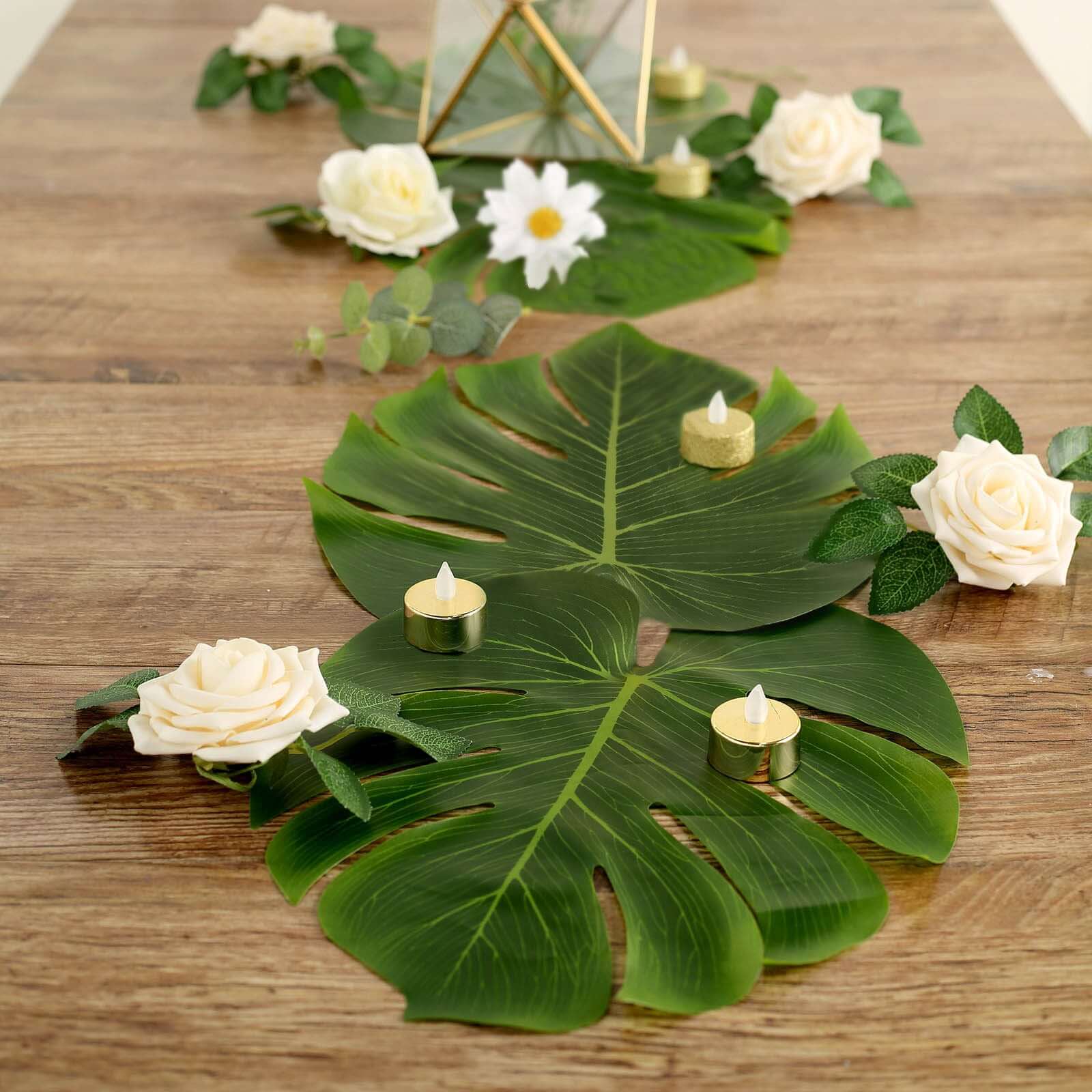 Hot Deal! 12-Pack Large Green Artificial Monstera Palm Leaves for Summer Theme Parties