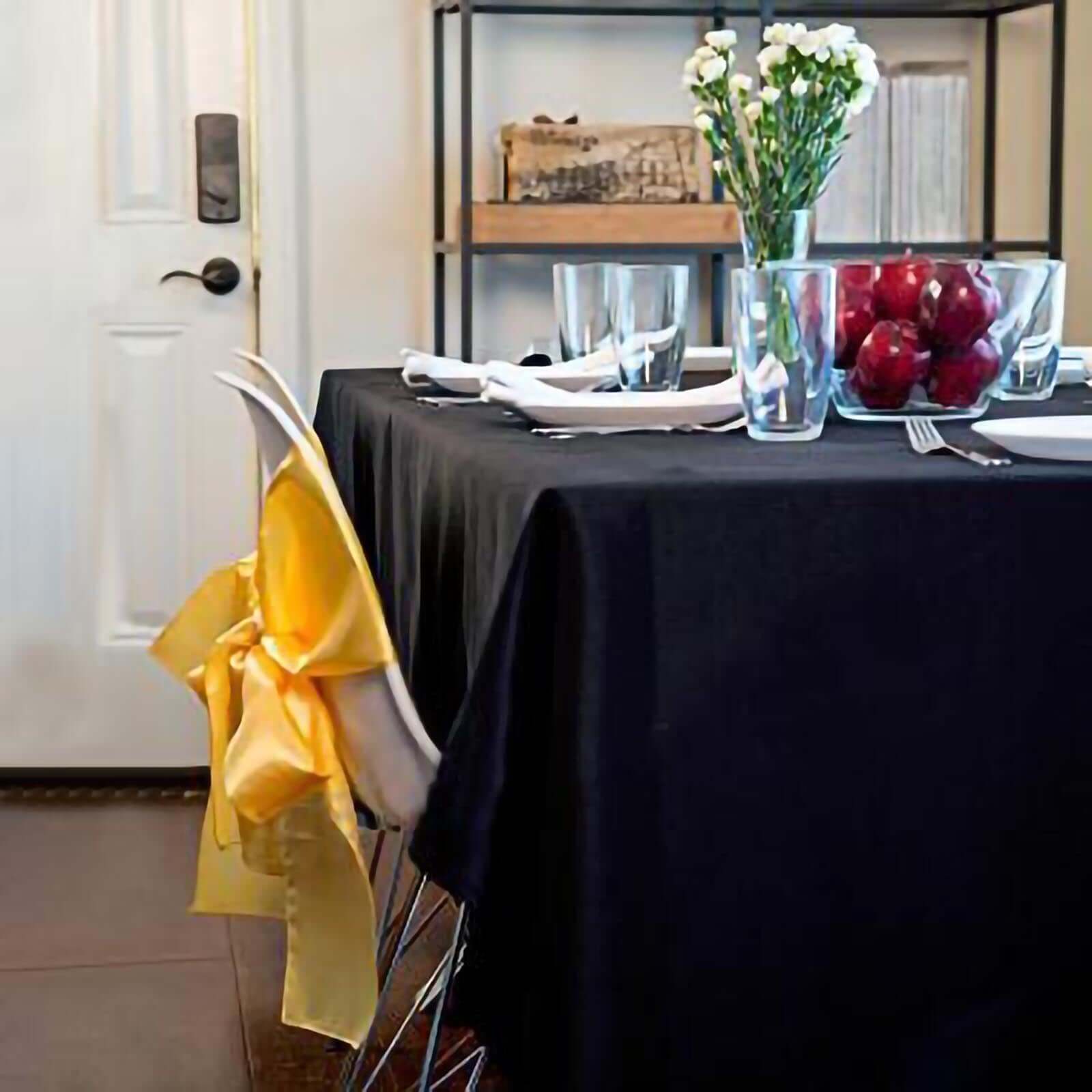 Wrinkle-Resistant Black Polyester Rectangle Tablecloth, 50x120
