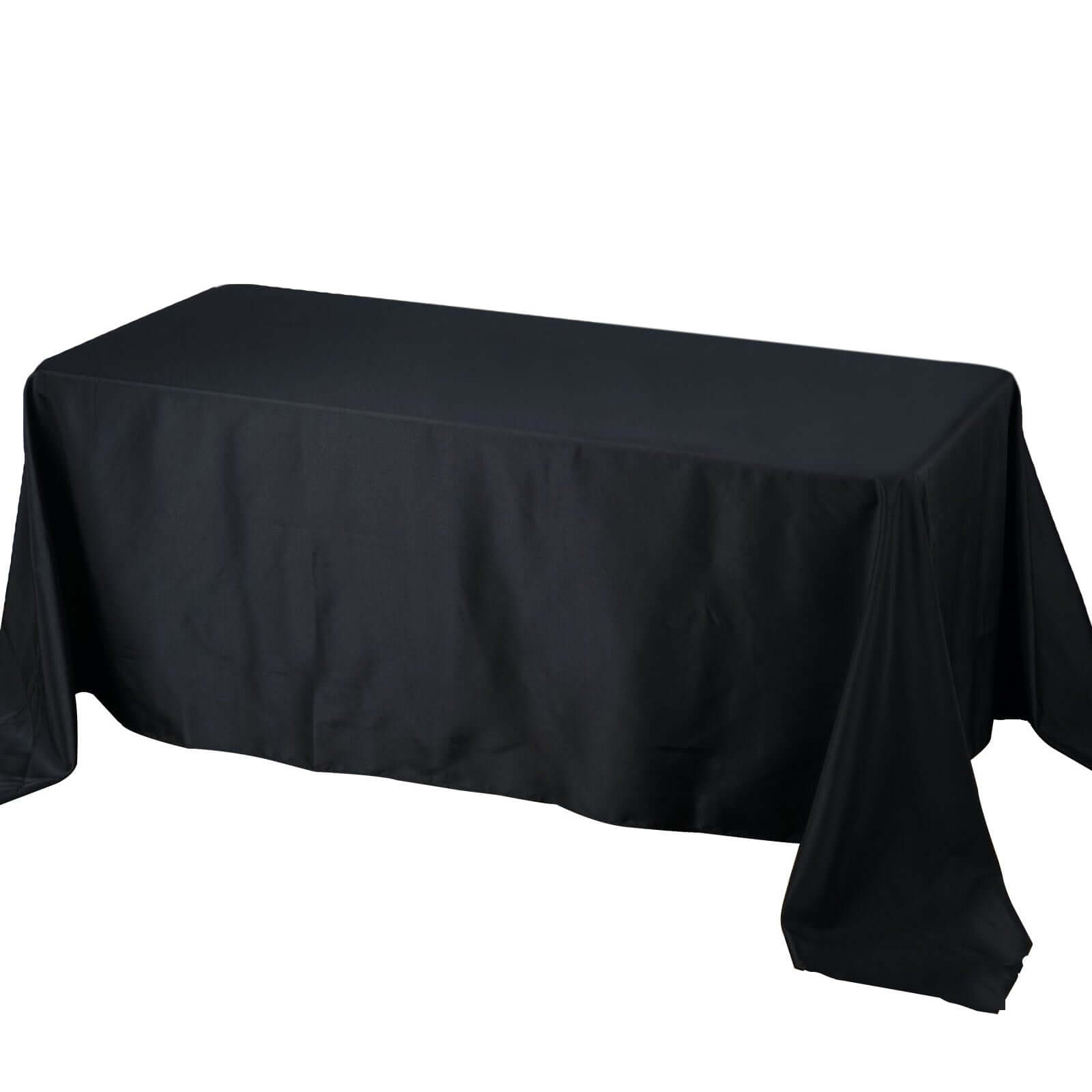 Luxury Seamless 220GSM Stain-Resistant Black Premium Polyester Rectangle Tablecloth for Special Events