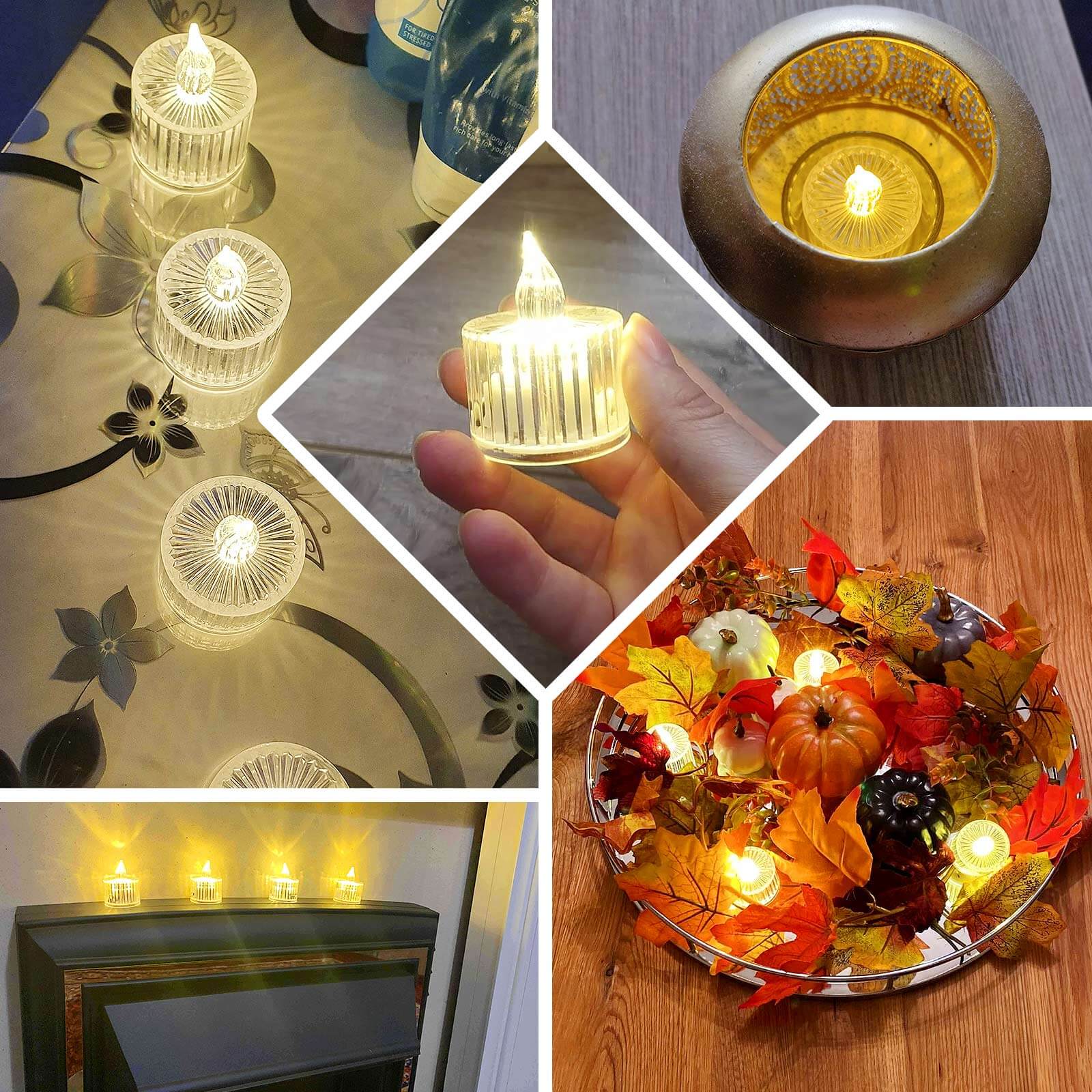 Hot Sale! 12-Pack Flameless Warm White LED Tealight Candles in Transparent Column Style