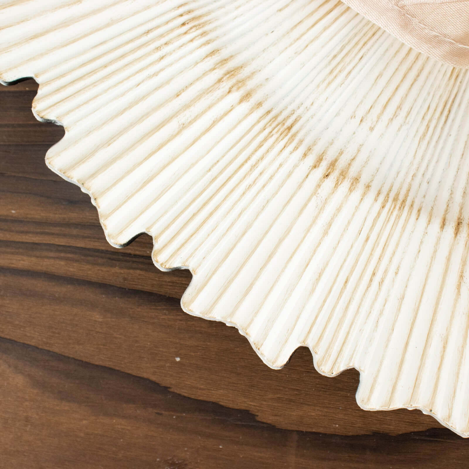 6-Piece Set of 13-Inch Washwhite Acrylic Charger Plates with Sunray Scalloped Rim for Dinner Parties