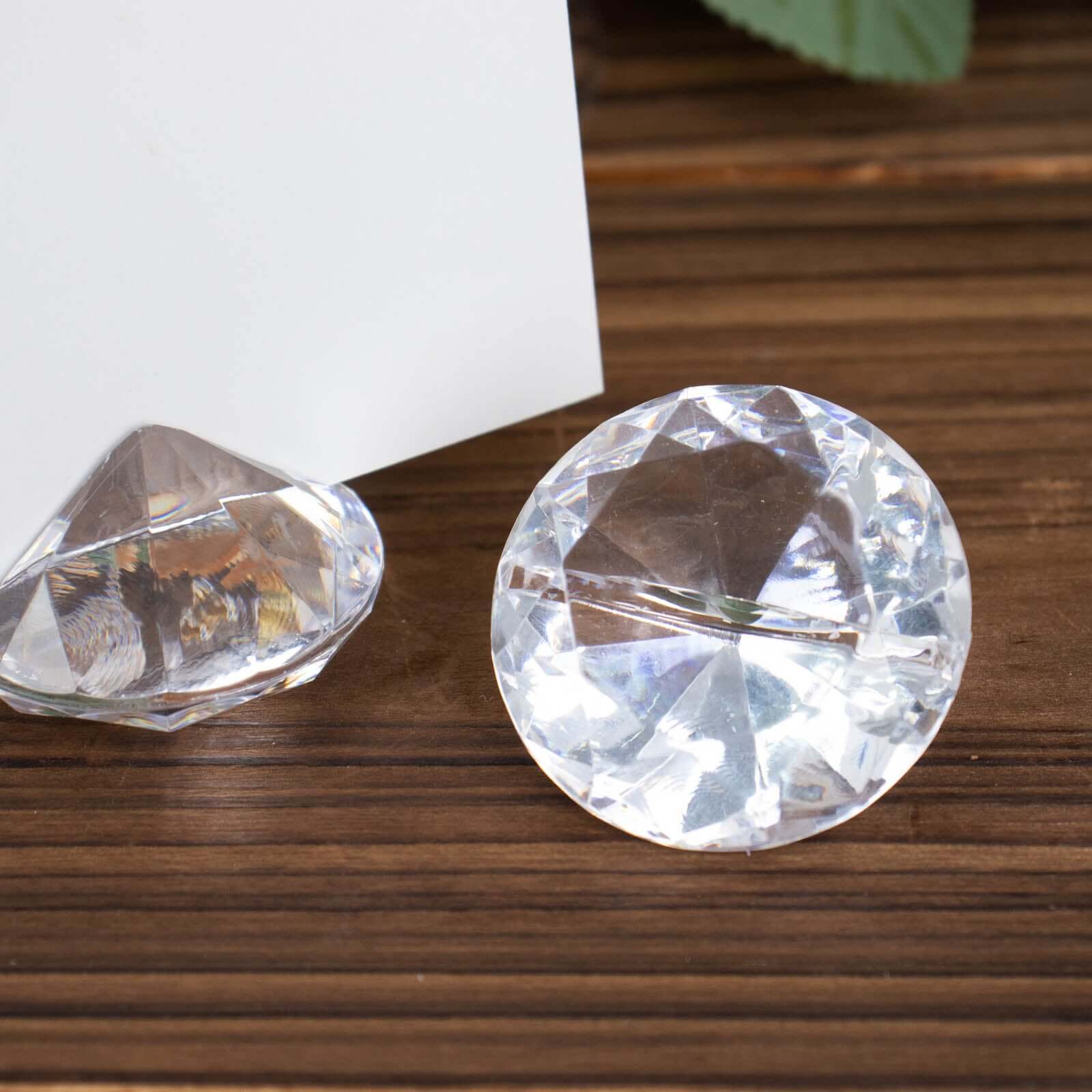 10-Pack Clear Plastic Diamond Shaped Card Holder Stands for Wedding Table Decor