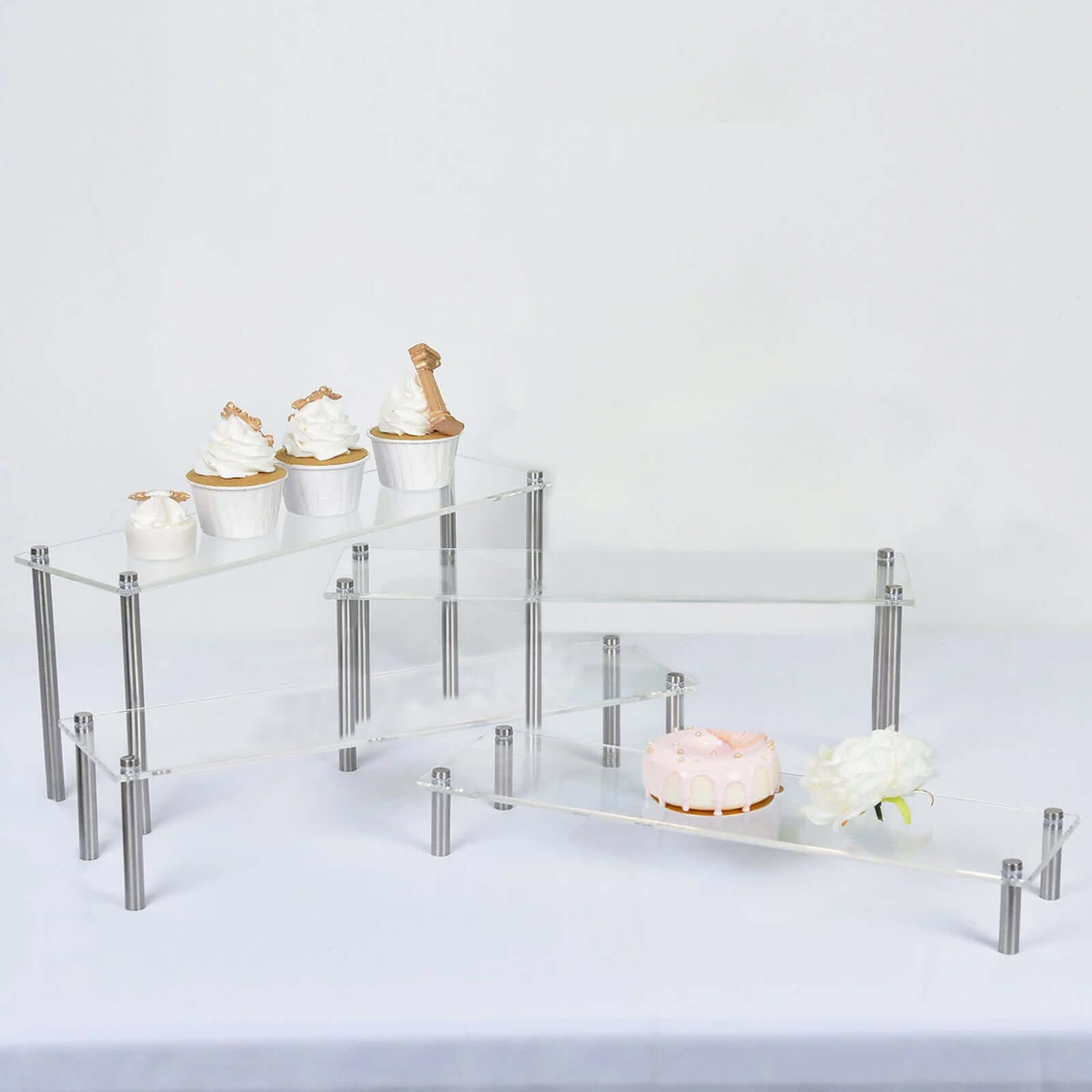 Hot Deal! Set of 4 Clear Premium Acrylic Dessert Display Stands for Cupcakes, Pastries & Appetizers