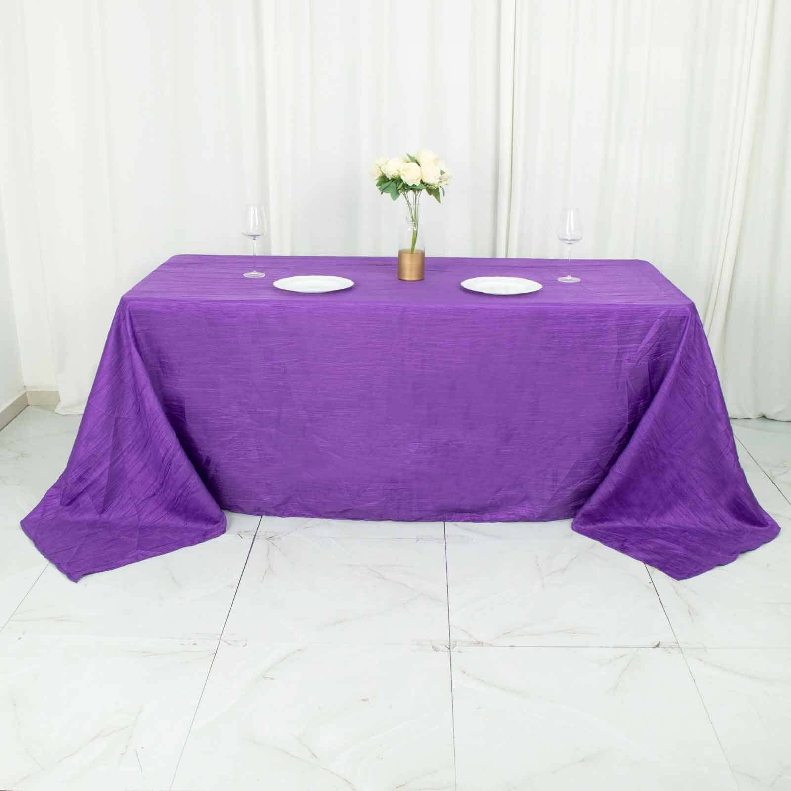 Purple Seamless Accordion Crinkle Taffeta Rectangle Tablecloth 90x132