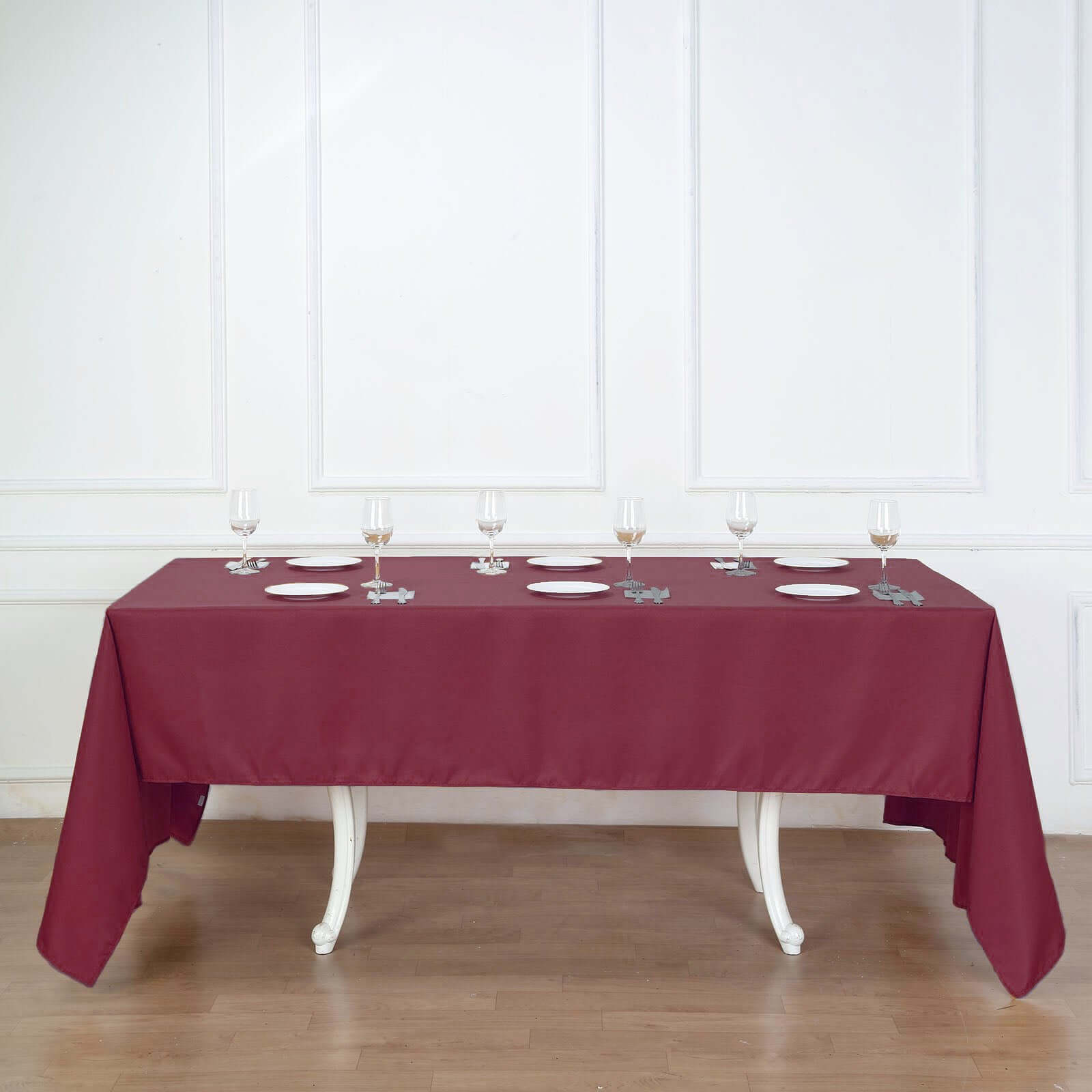 Burgundy 60x126 Polyester Rectangle Tablecloth - Wrinkle-Resistant & Stain-Free