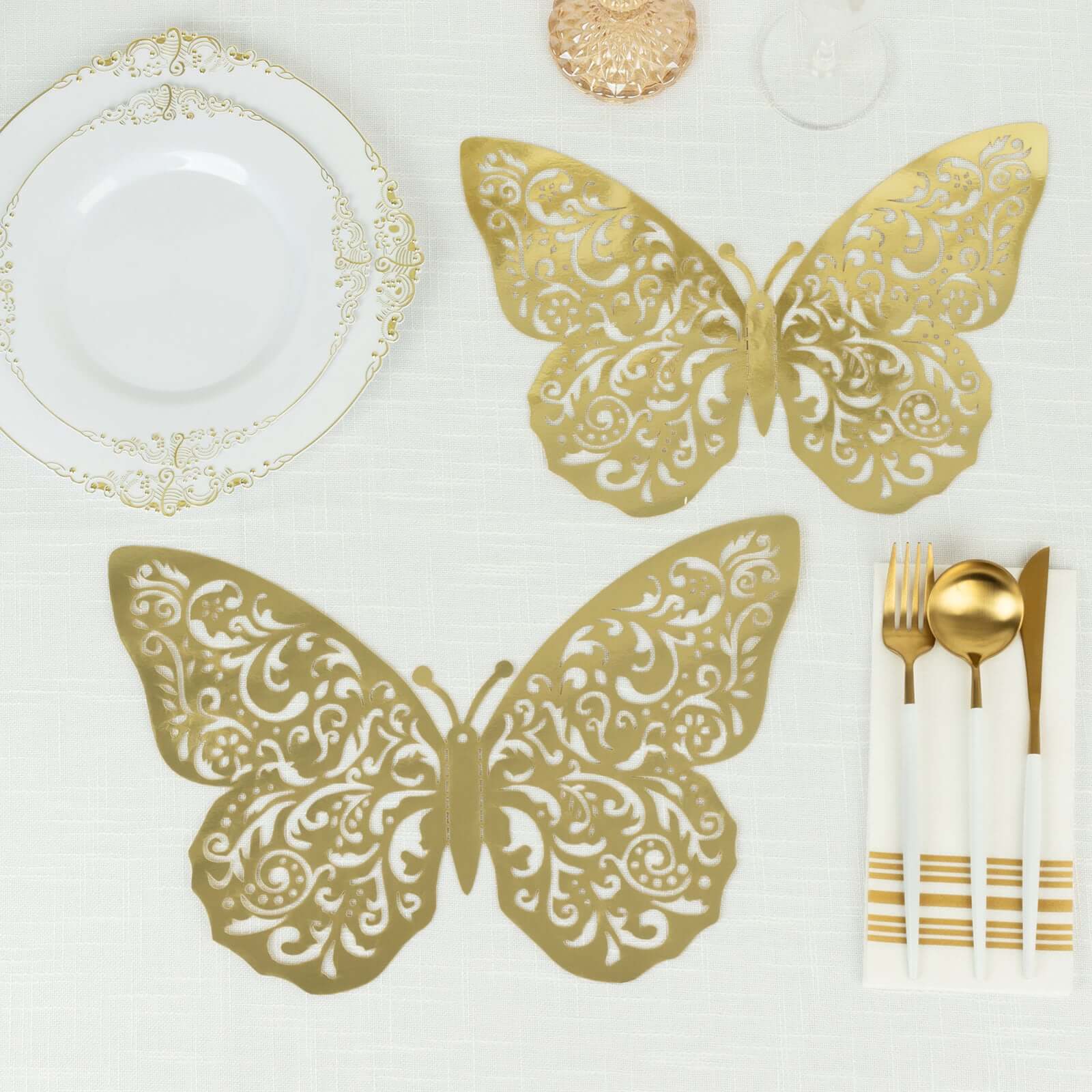 10-Pack Large Metallic Gold Foil 3D Butterfly Wall Stickers for Decor