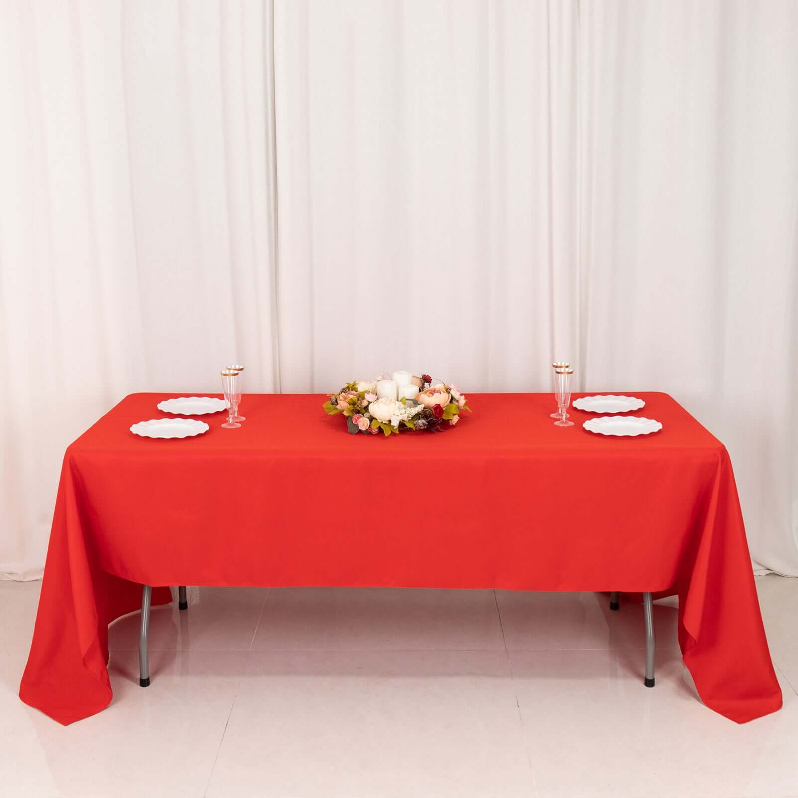 Hot Deal! Red 60x126 Rectangle Premium Polyester Stain-Resistant 220GSM Tablecloth