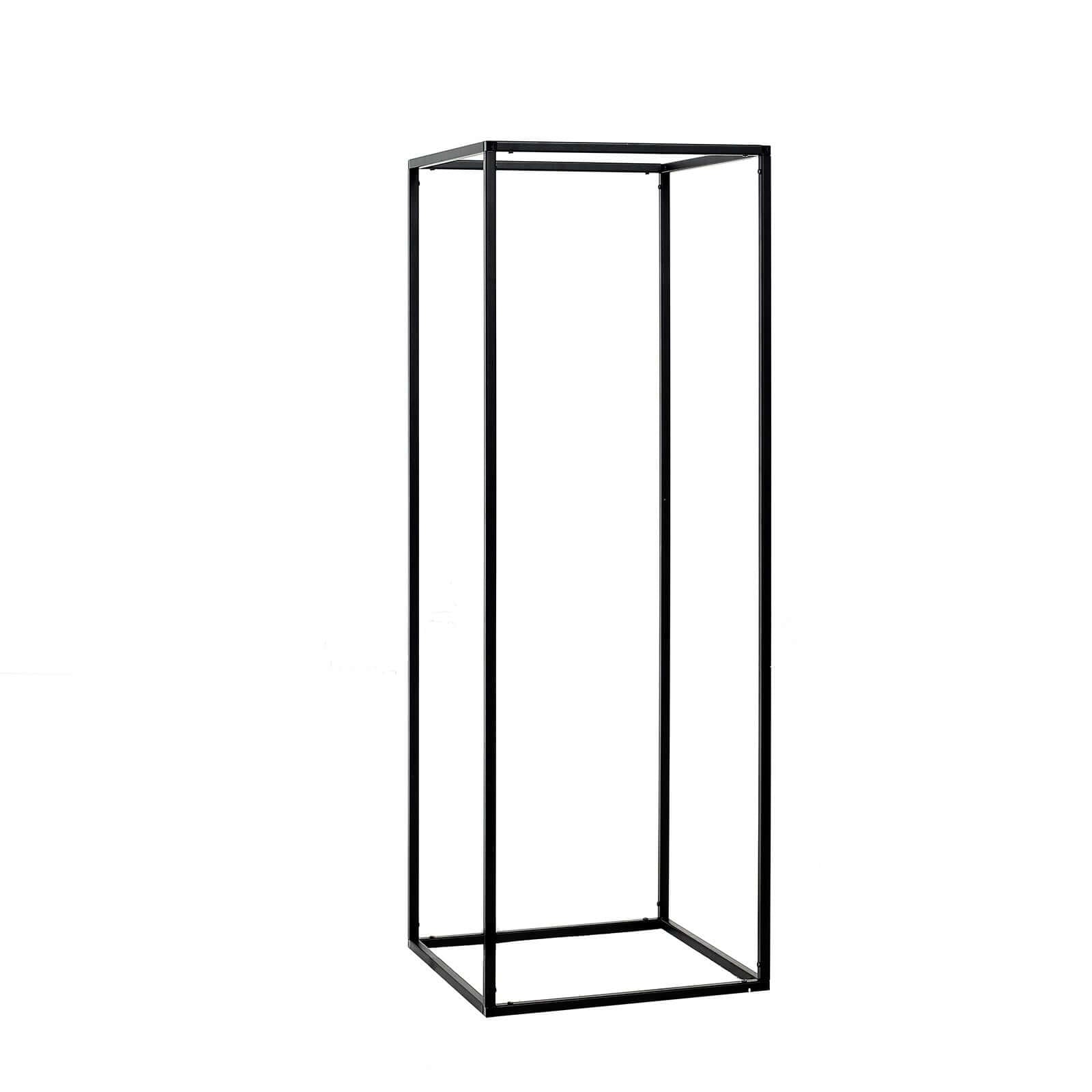 2-Pack Matte Black Iron Wedding Flower Stand, Rectangular Geometric Column Frame, 32