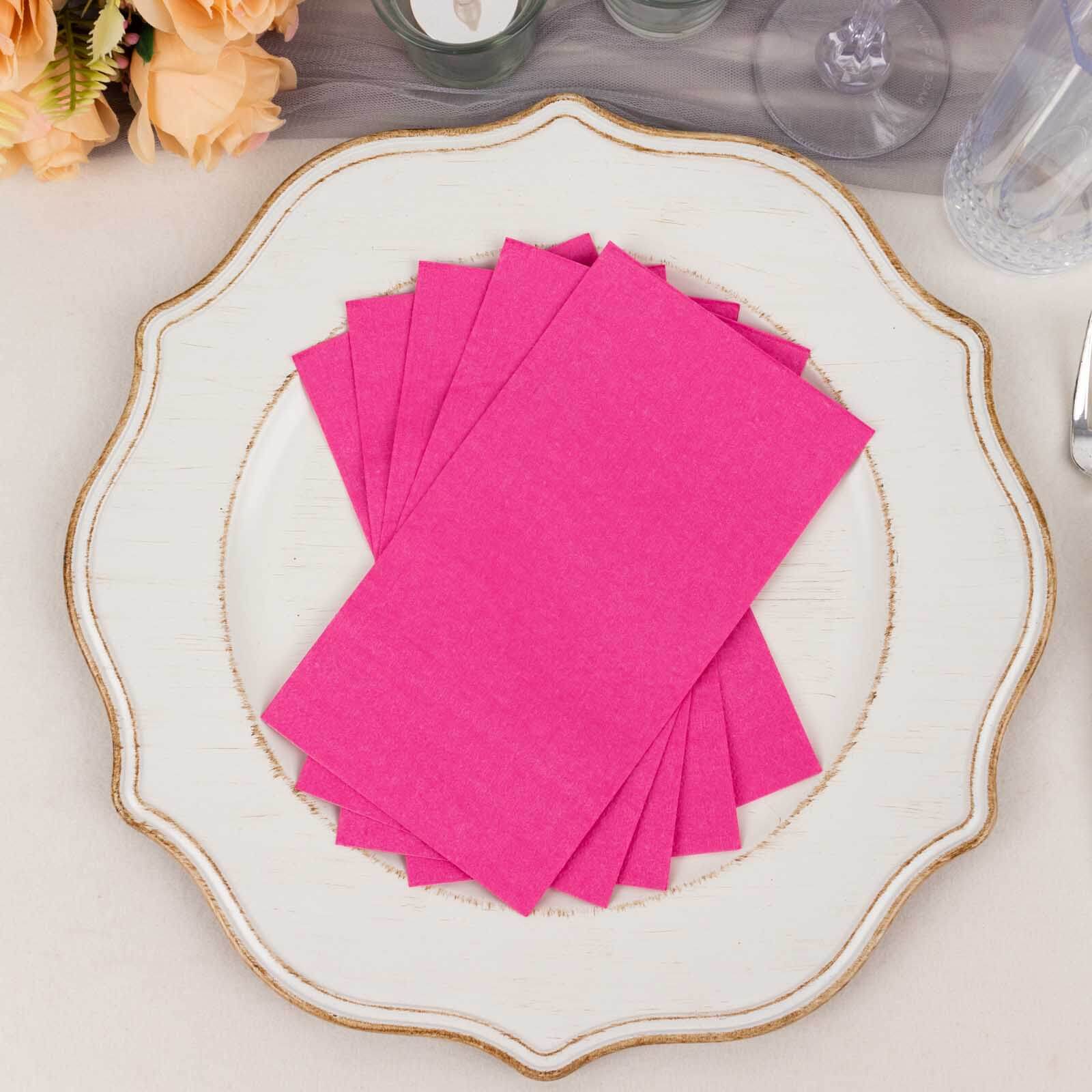 Hot Deal! 50-Pack Fuchsia Soft 2-Ply Disposable Cocktail Napkins for Weddings