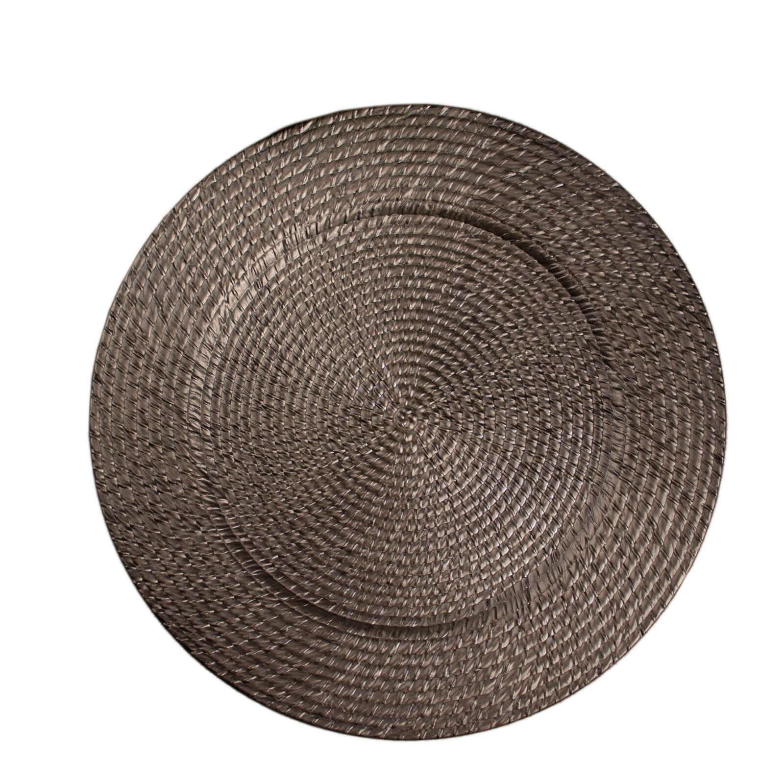 6-Piece Set of 13-Inch Natural Brown Acrylic Charger Plates with Rattan Look, Reusable for Events