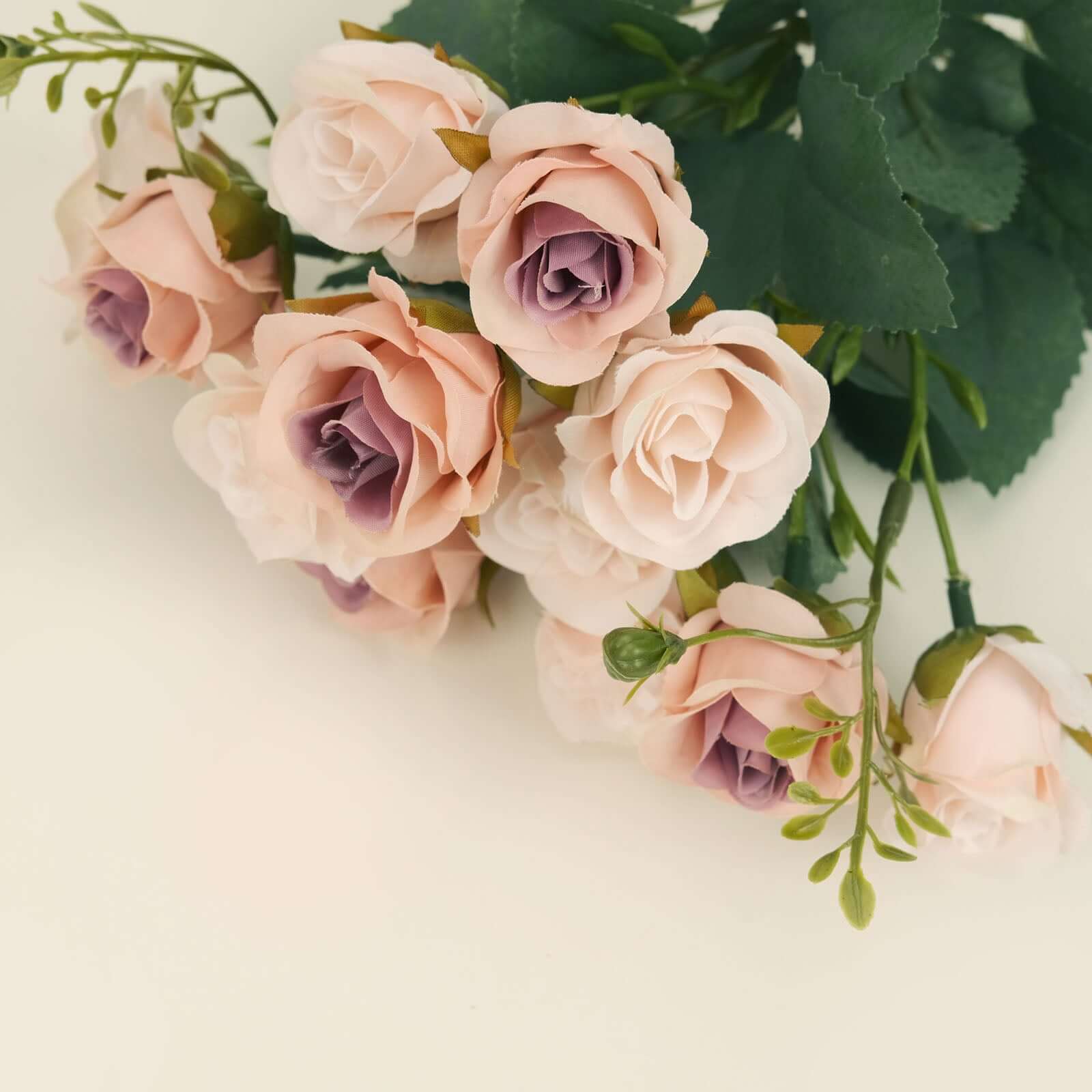 2-Pack Blush Artificial Open Rose Flower Arrangements, 12-Inch Small Faux Floral Bouquets