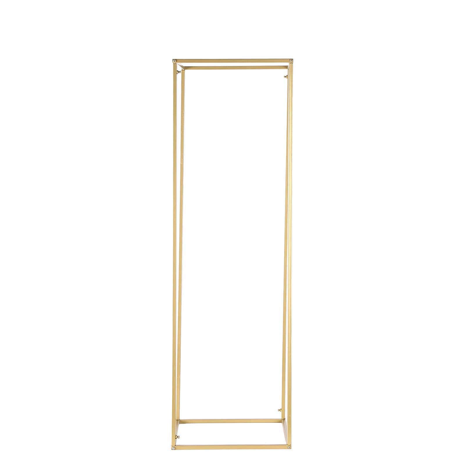 2-Pack Matte Gold Metal Rectangular Geometric Column Flower Stand for Elegant Arrangements