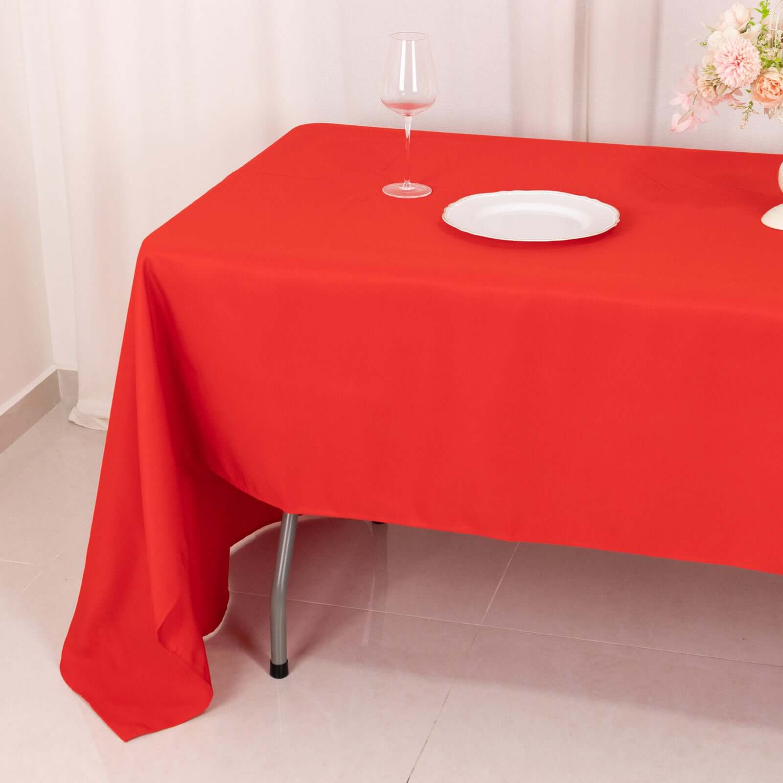 Hot Deal! Red 60x126 Rectangle Premium Polyester Stain-Resistant 220GSM Tablecloth