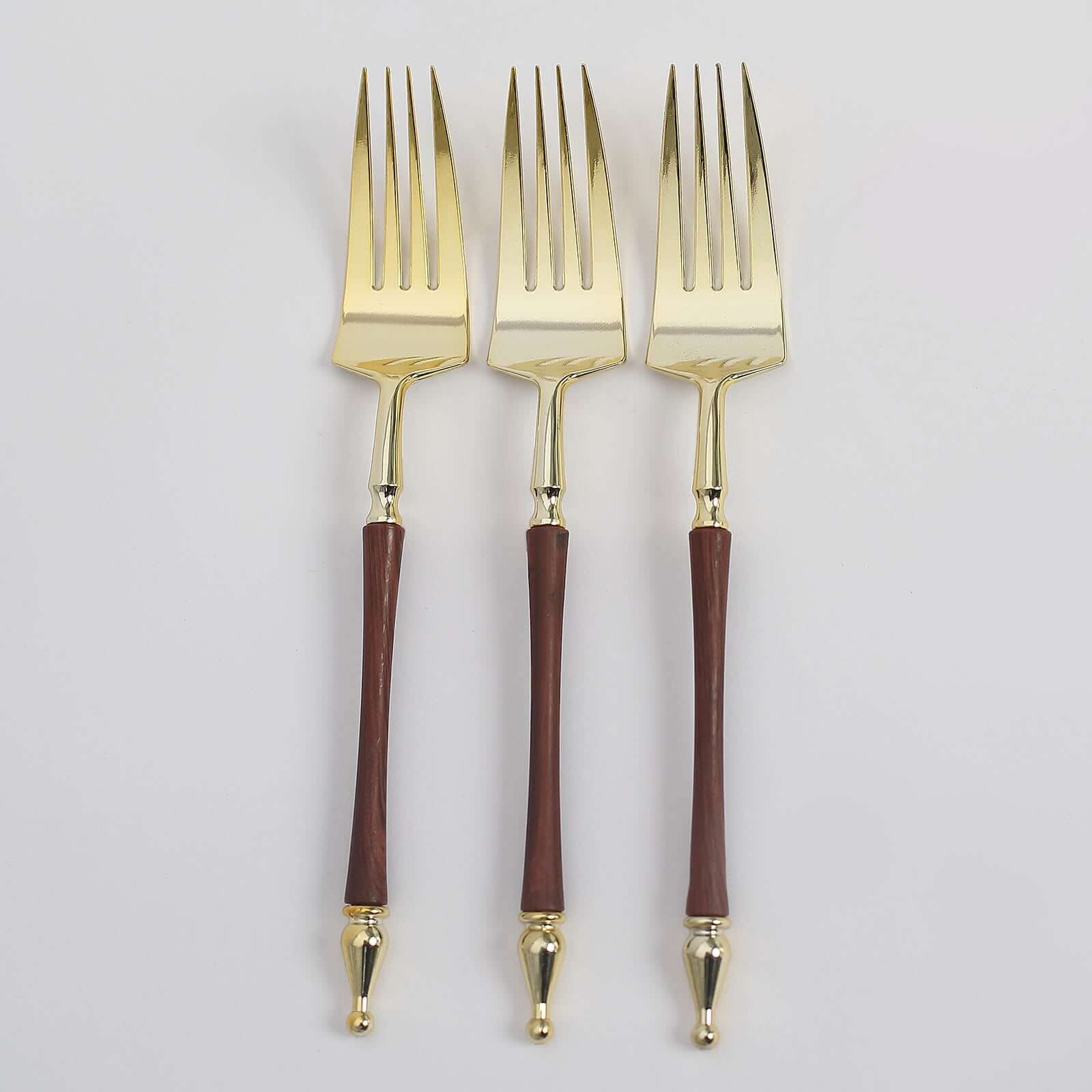 Hot Deal! 24-Pack Gold/Brown European Style Disposable Dinner Forks with Roman Column Handles