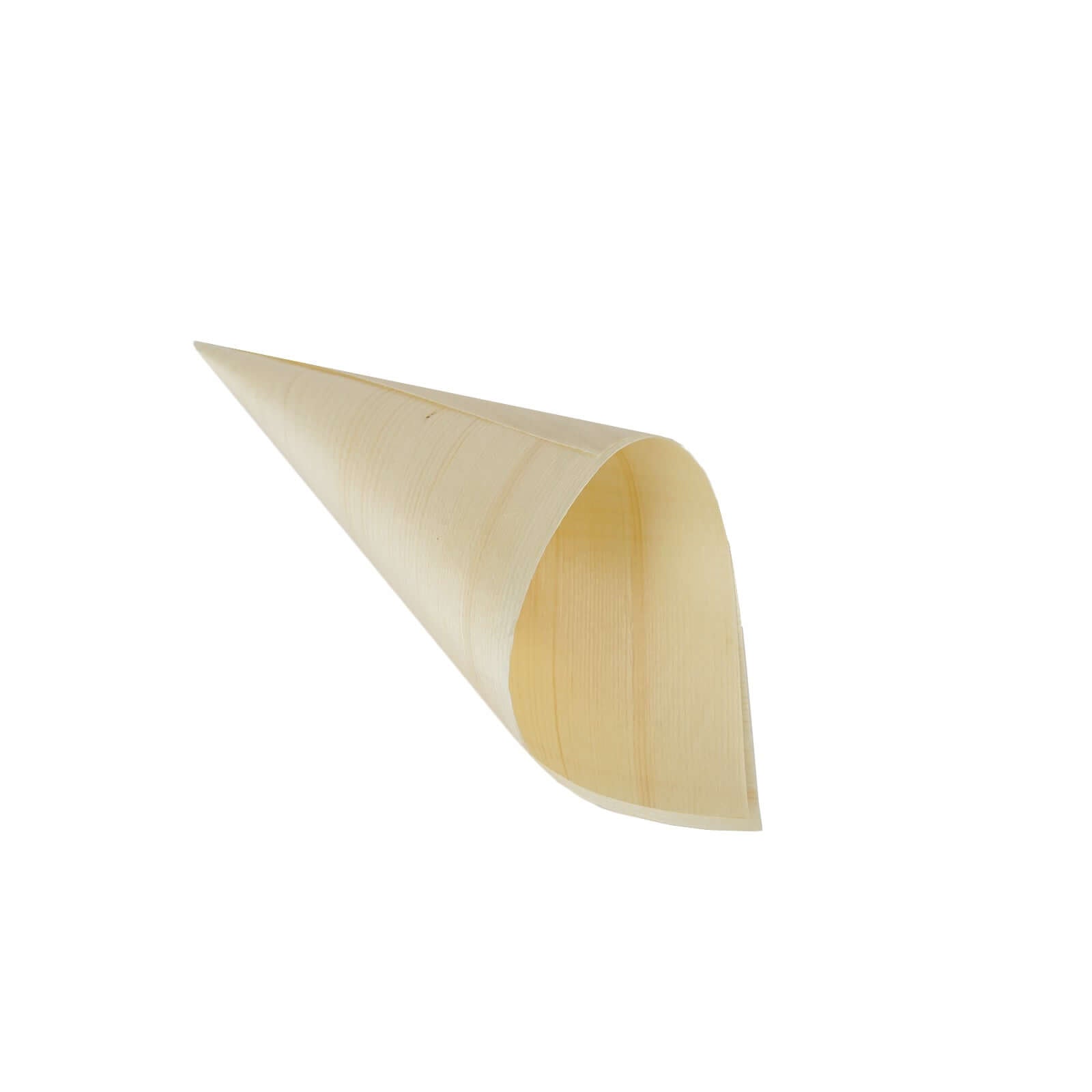 Get 50-Pack Eco-Friendly Natural Pine Wood Disposable Food Tasting and Serving Cones, 6 Inches