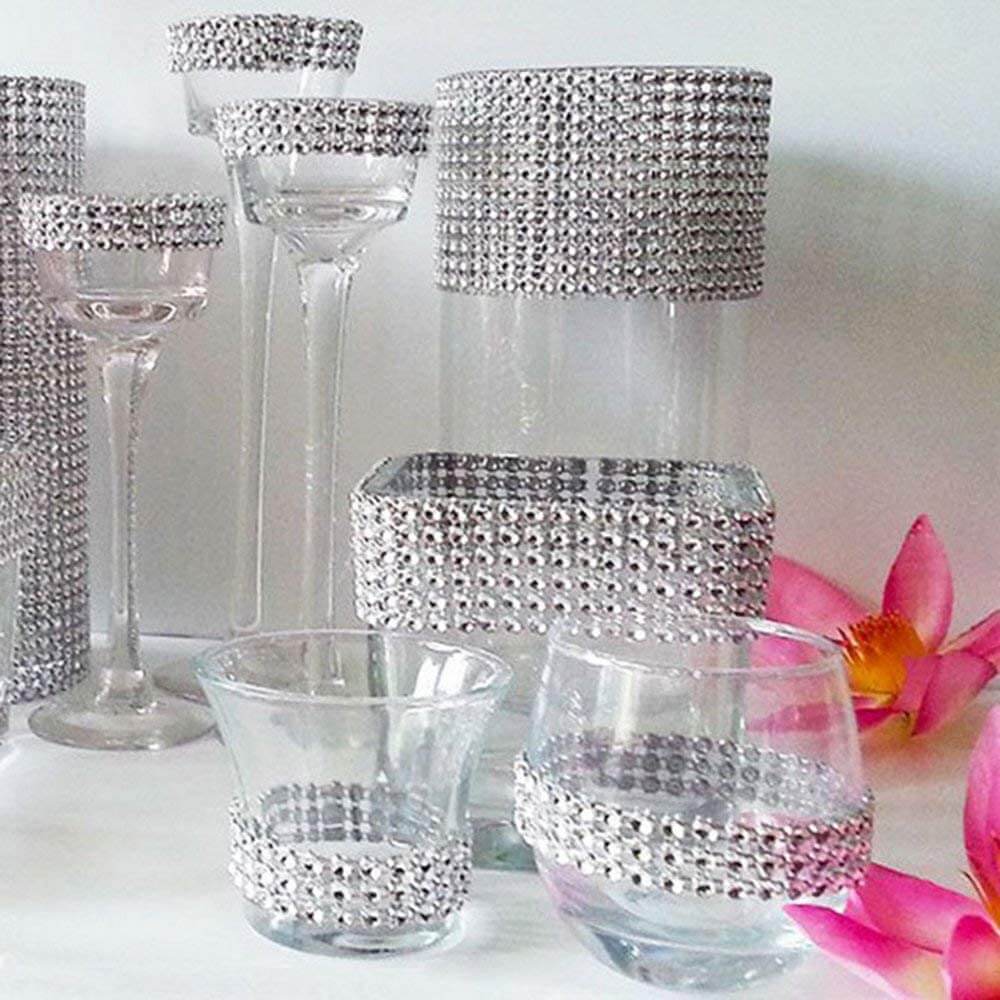 Hot Sale! 5x10 Yards Champagne Shiny Diamond Rhinestone Ribbon Roll for DIY Crafts and Decor