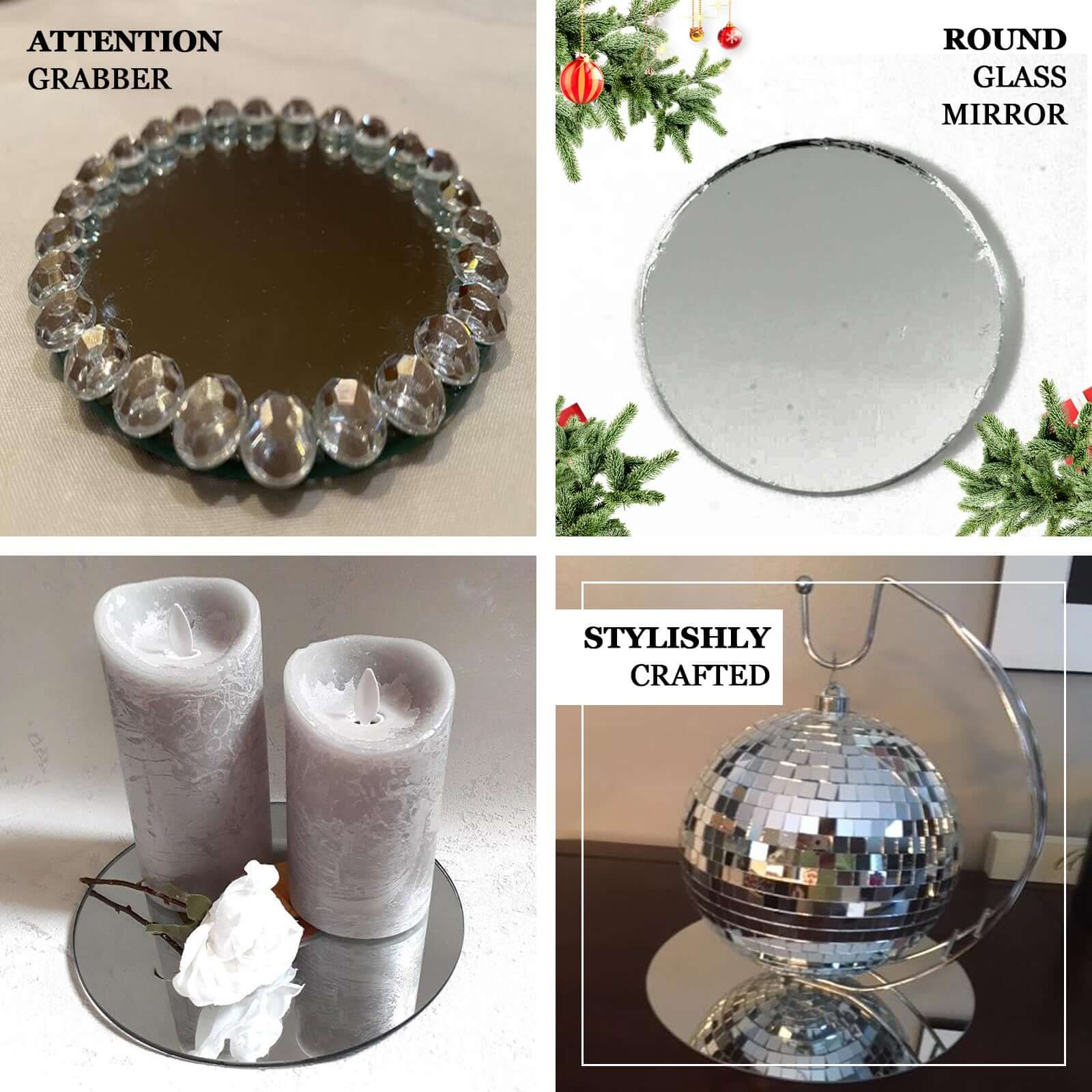 Hot Sale! 6-Pack Round Glass Mirrors for Wall Hanging and Table Centerpiece Decor